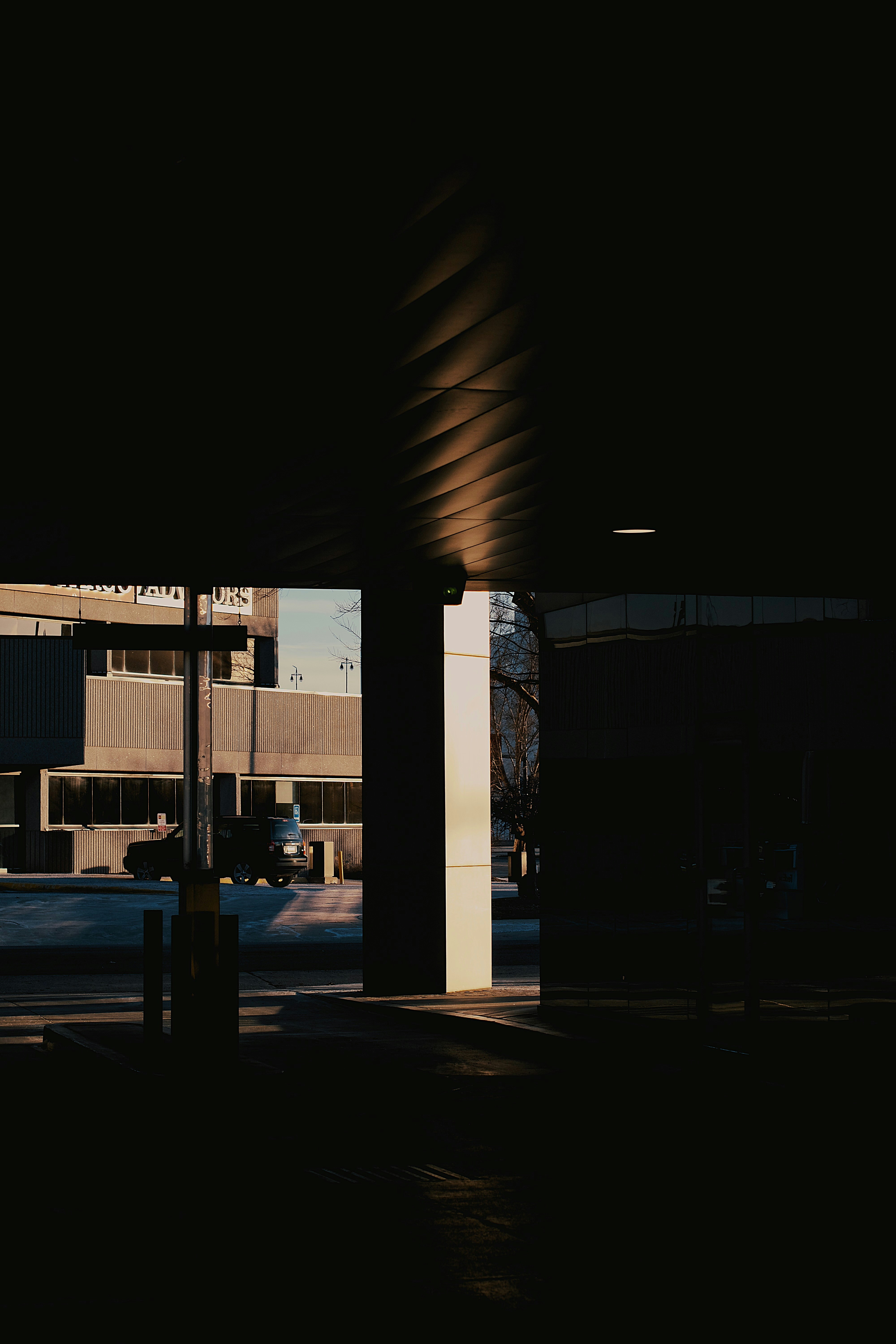 Shadows and sunlight create a cool urban contrast.