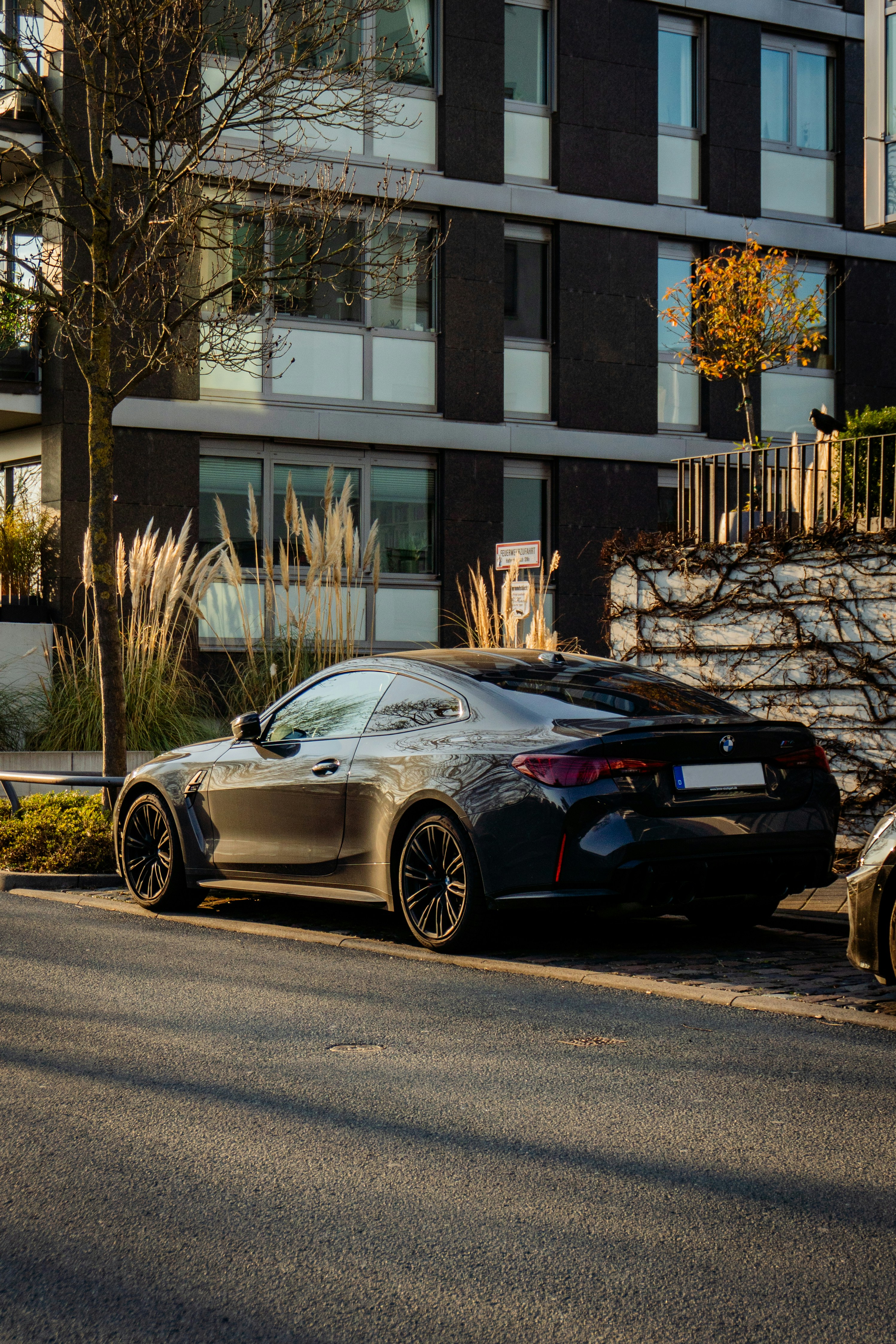 A parked black BMW in front of a building. photo – Free Wallpaper Image ...