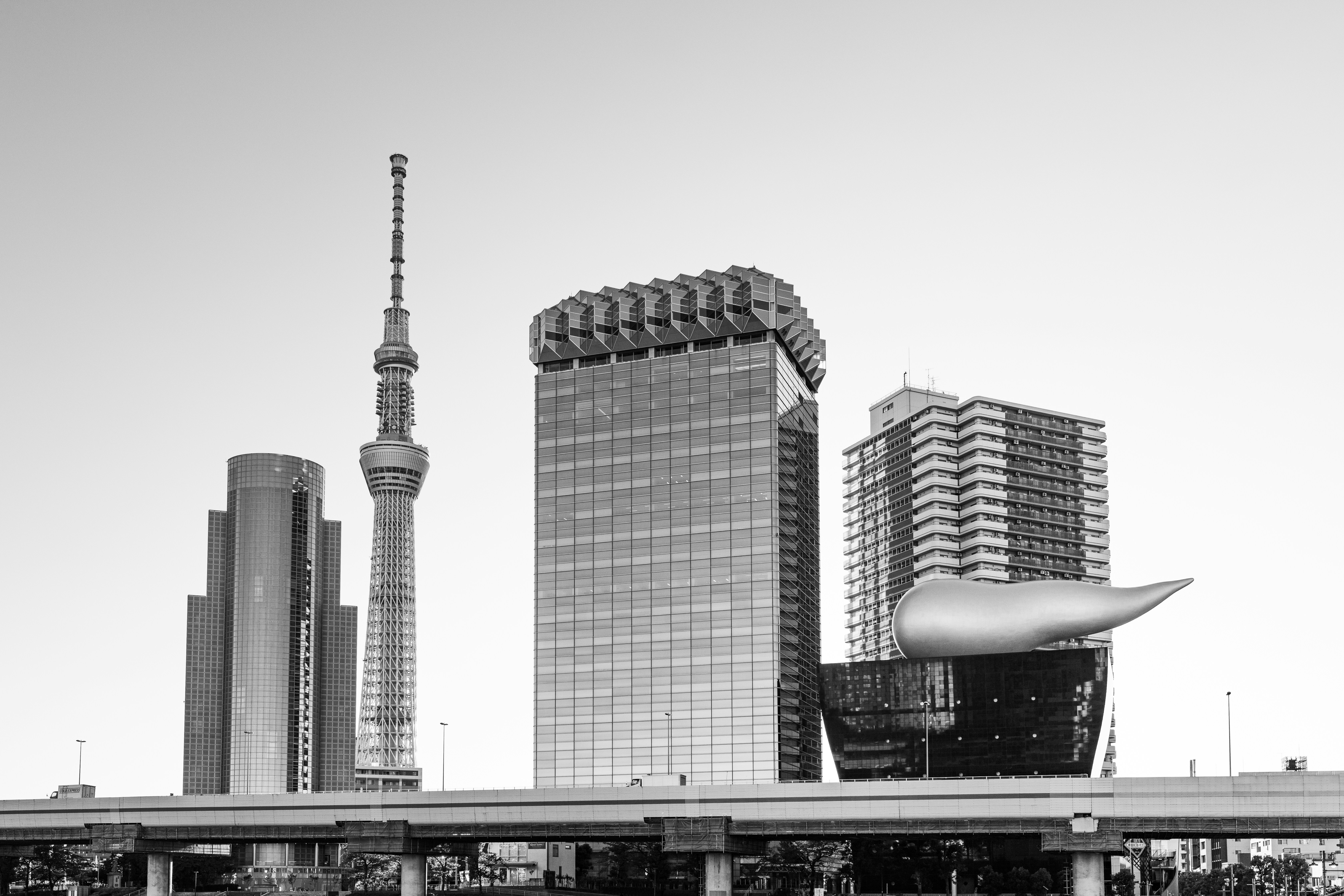 Tokyo skyline featuring several skyscrapers.