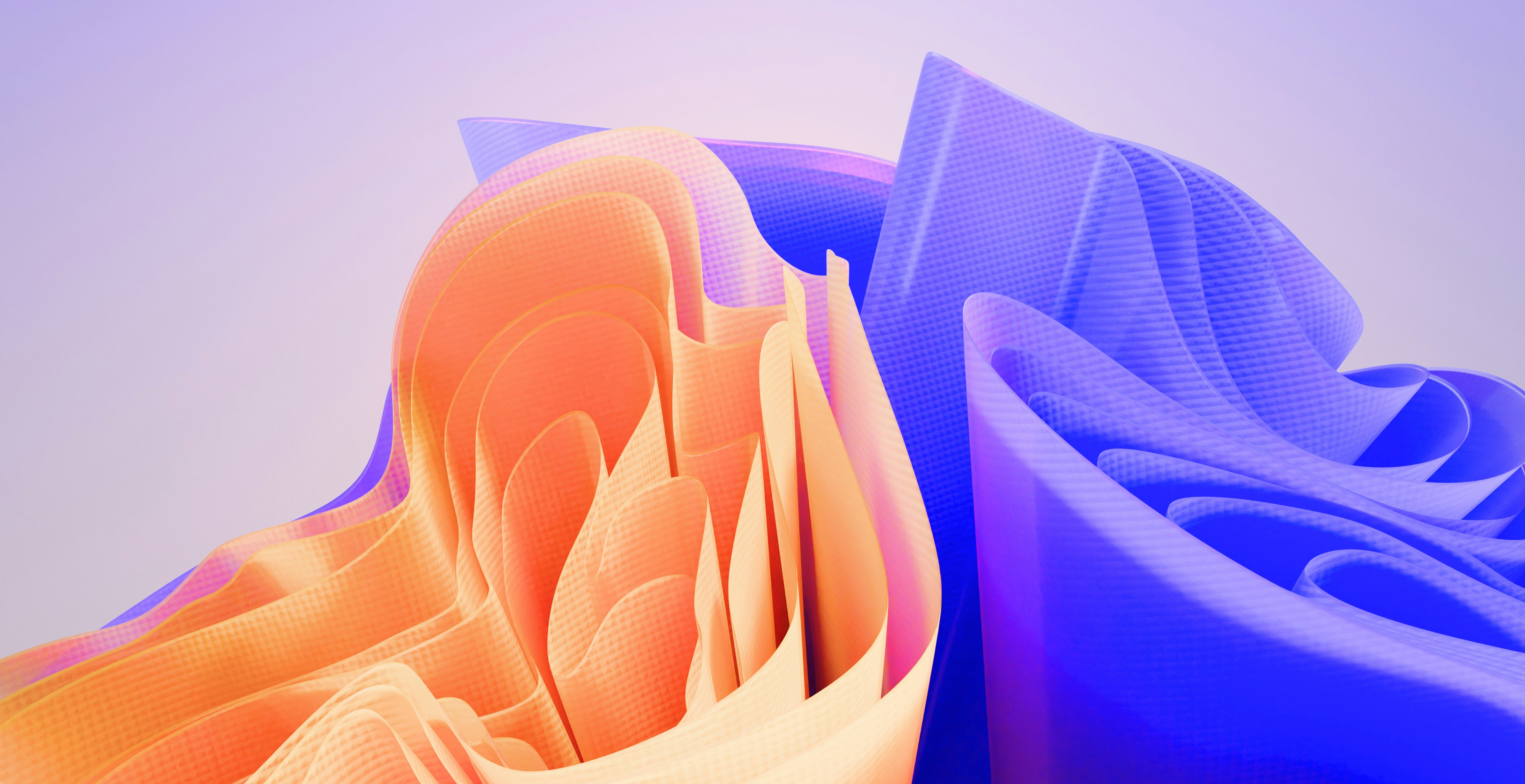 Abstract 3D waves in purple and orange tones