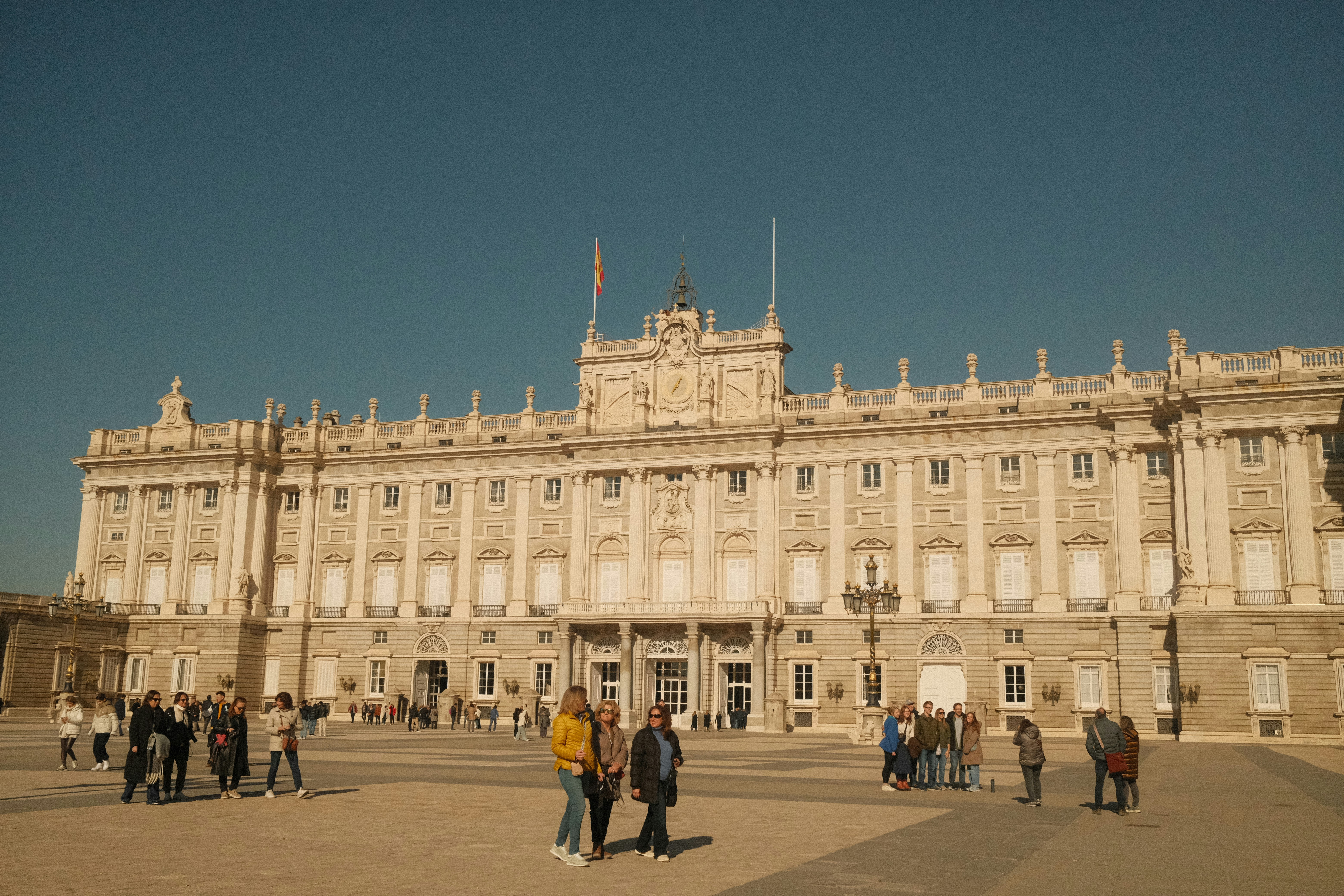The royal palace of madrid stands tall.