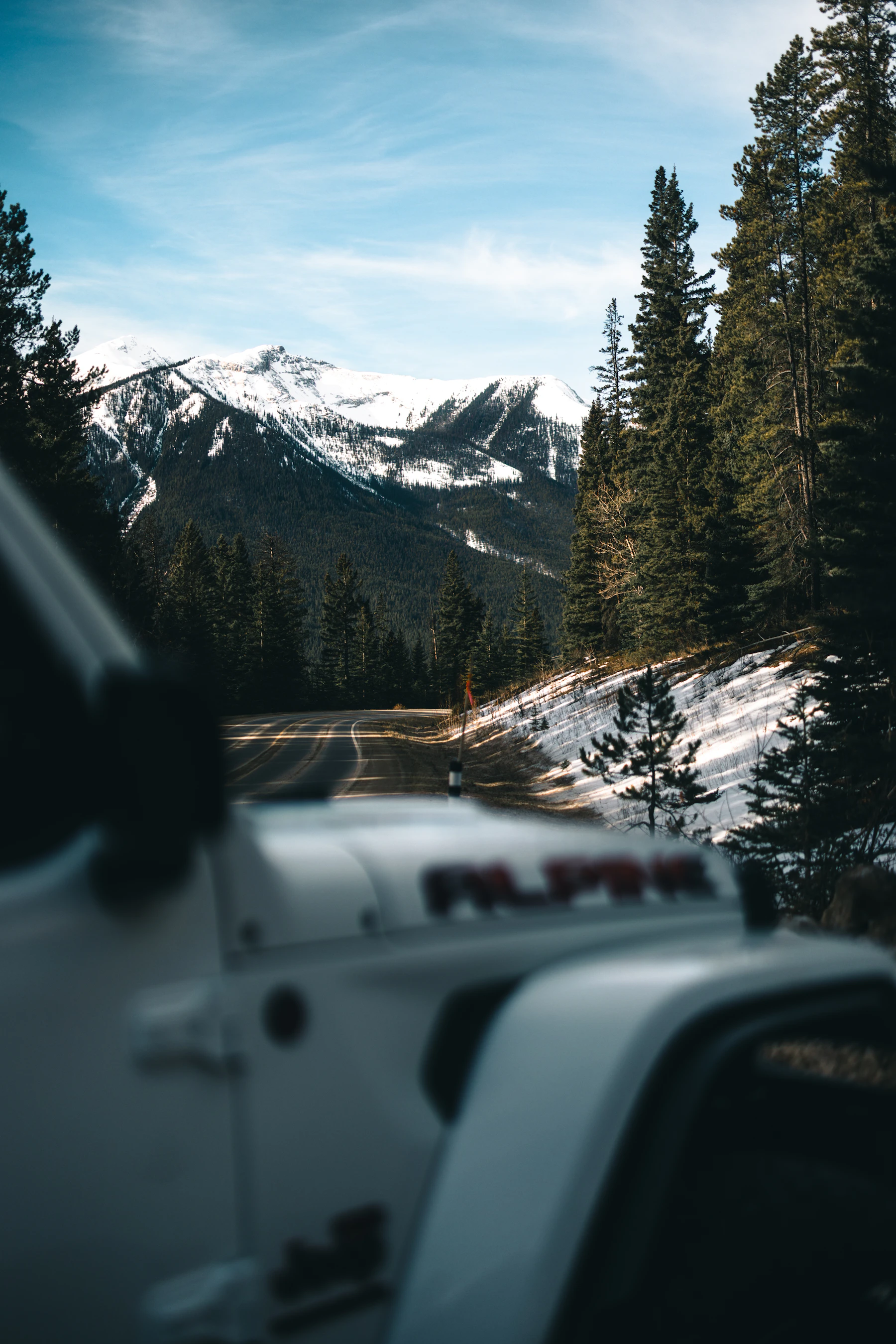 Road trip through mountain scenery