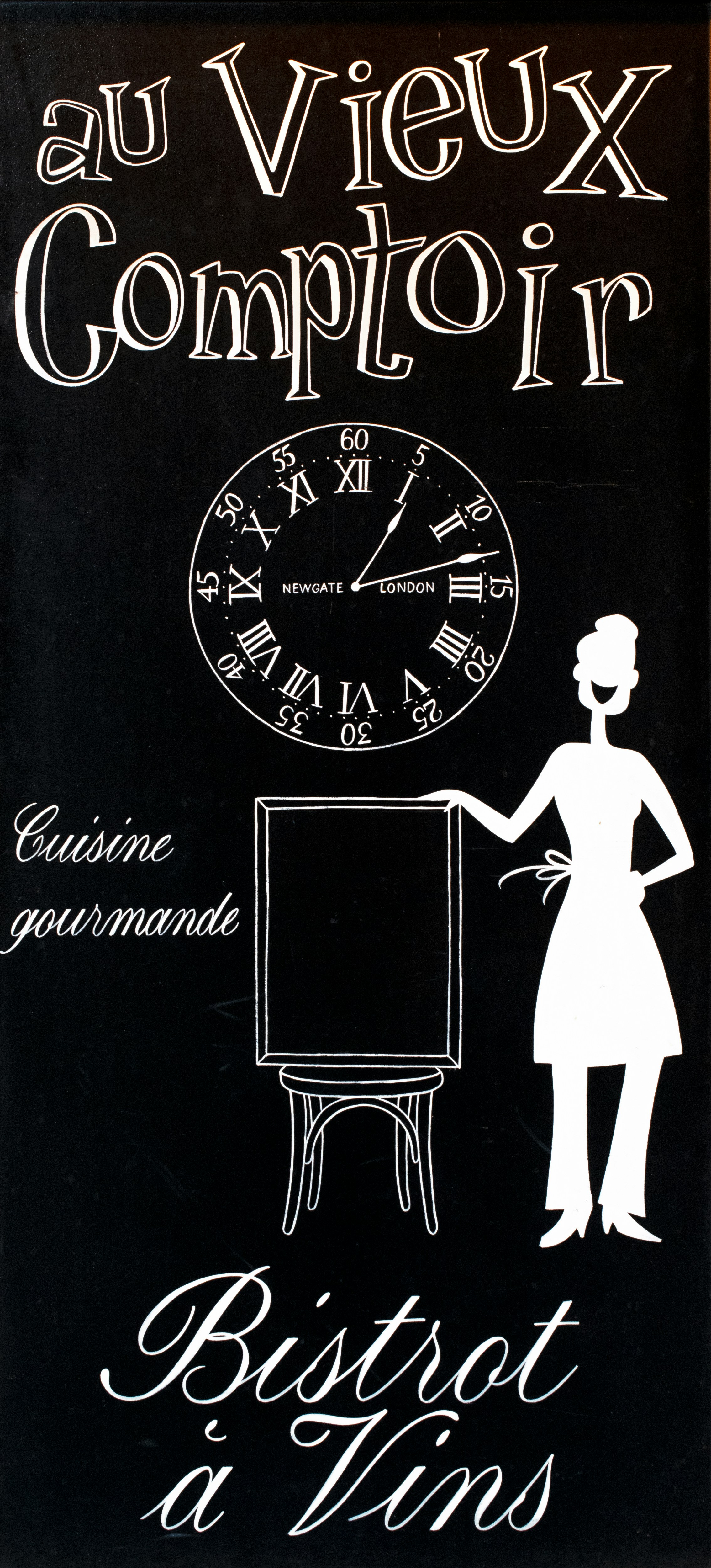 An illustration promoting a bistro à vins restaurant.