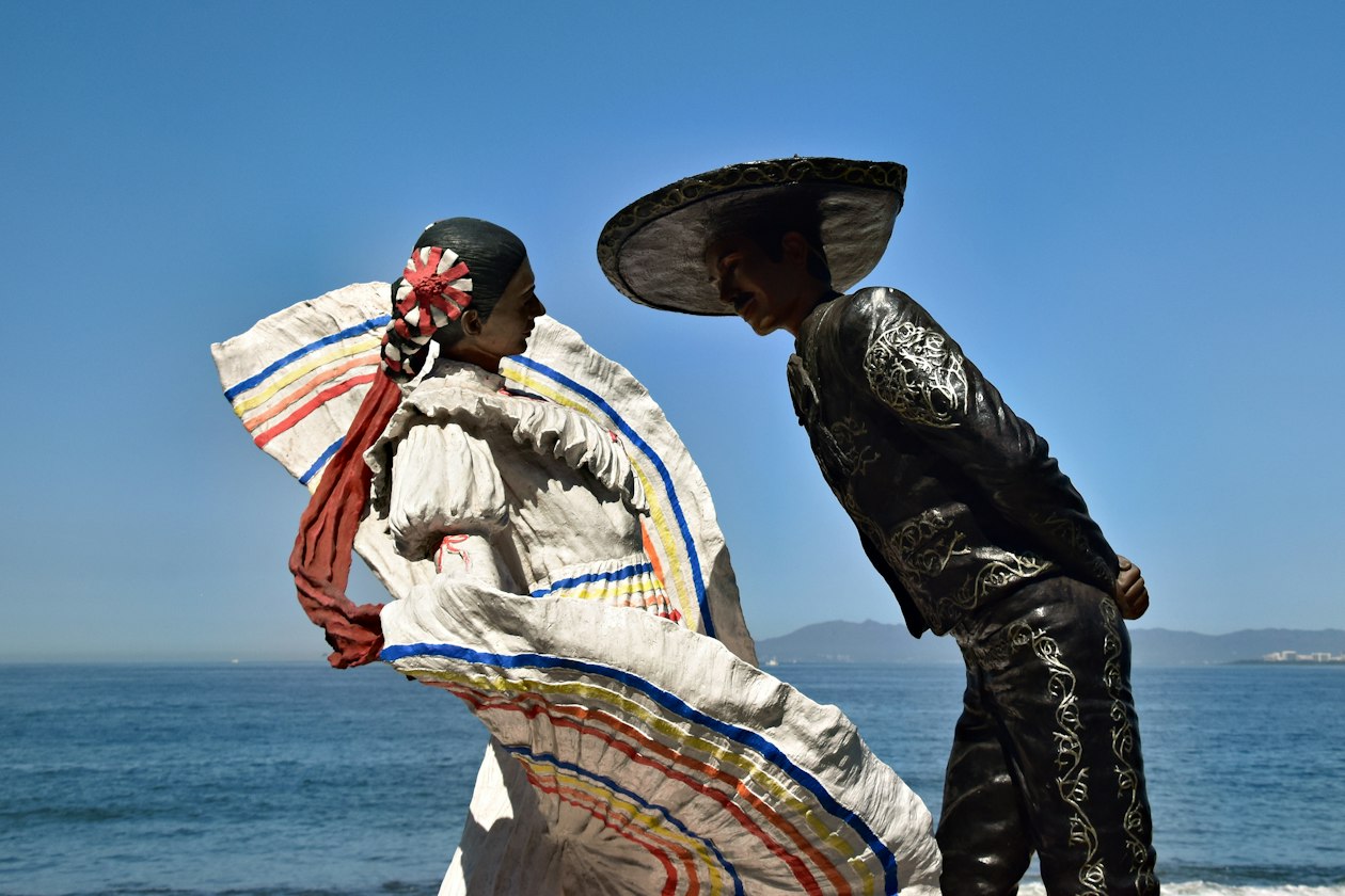 Vallarta Dancers bronze of a folk dancing couple on the Puerto Vallarta Malecon