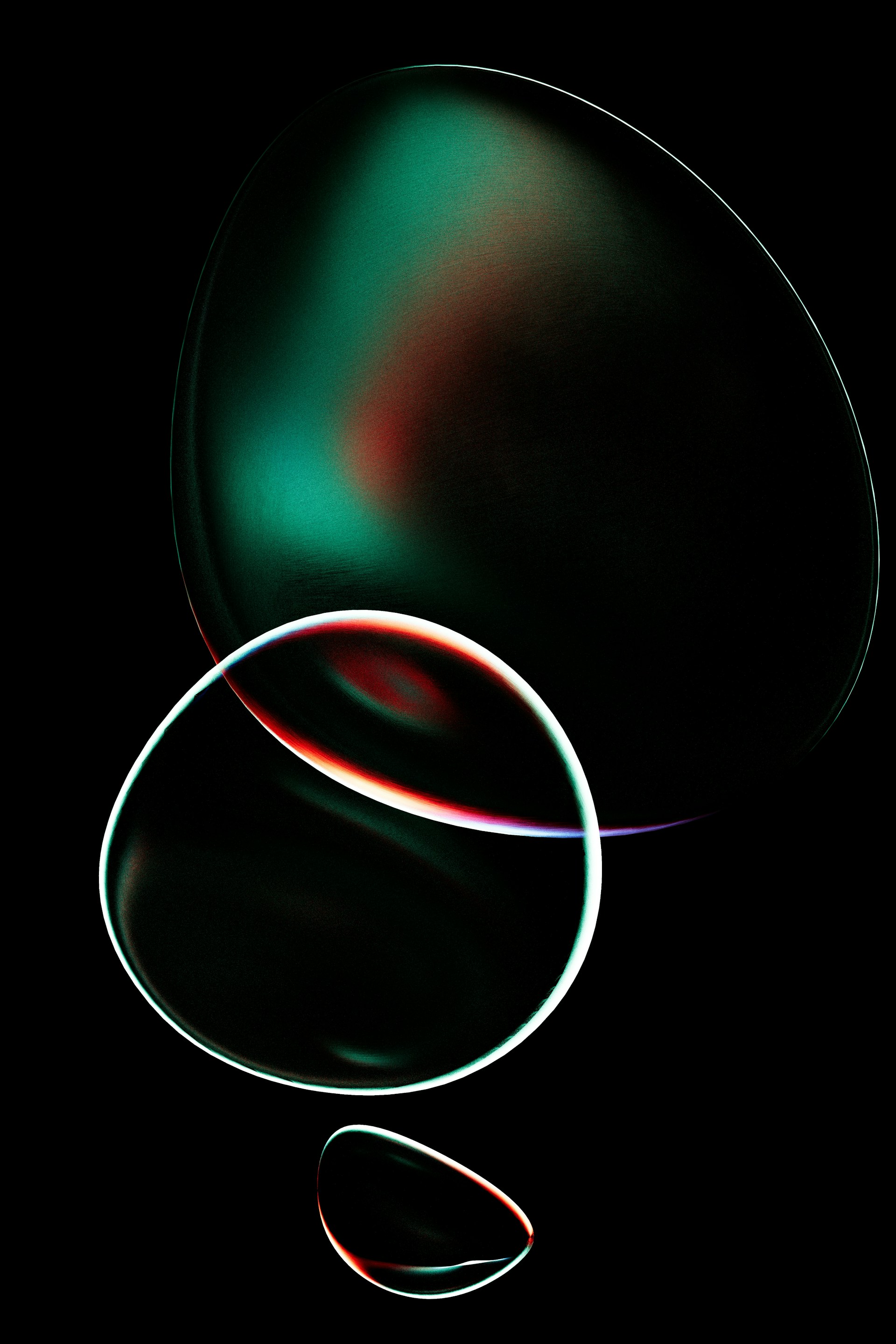 Abstract bubbles with colorful light reflections.