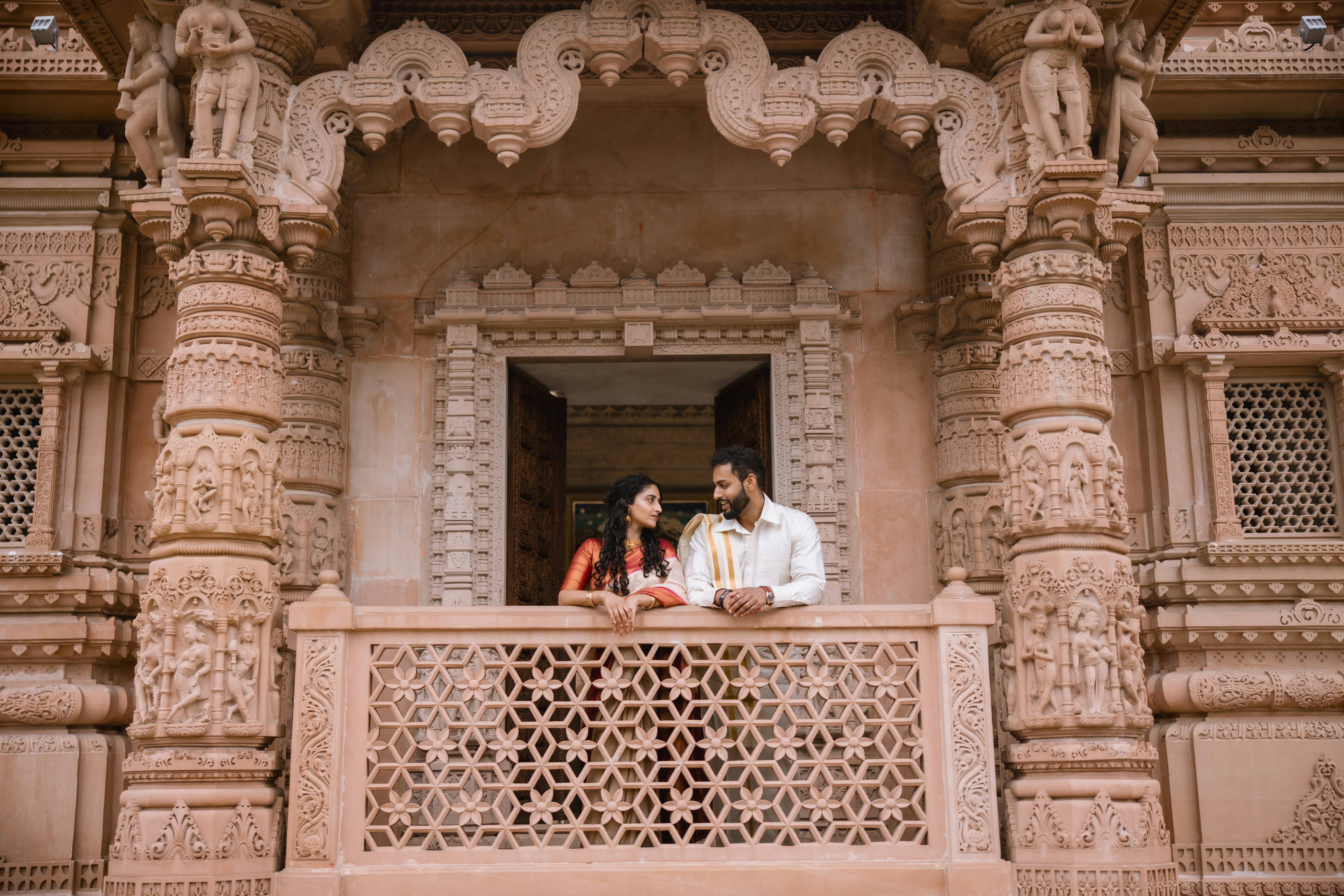 Young couple on balcony