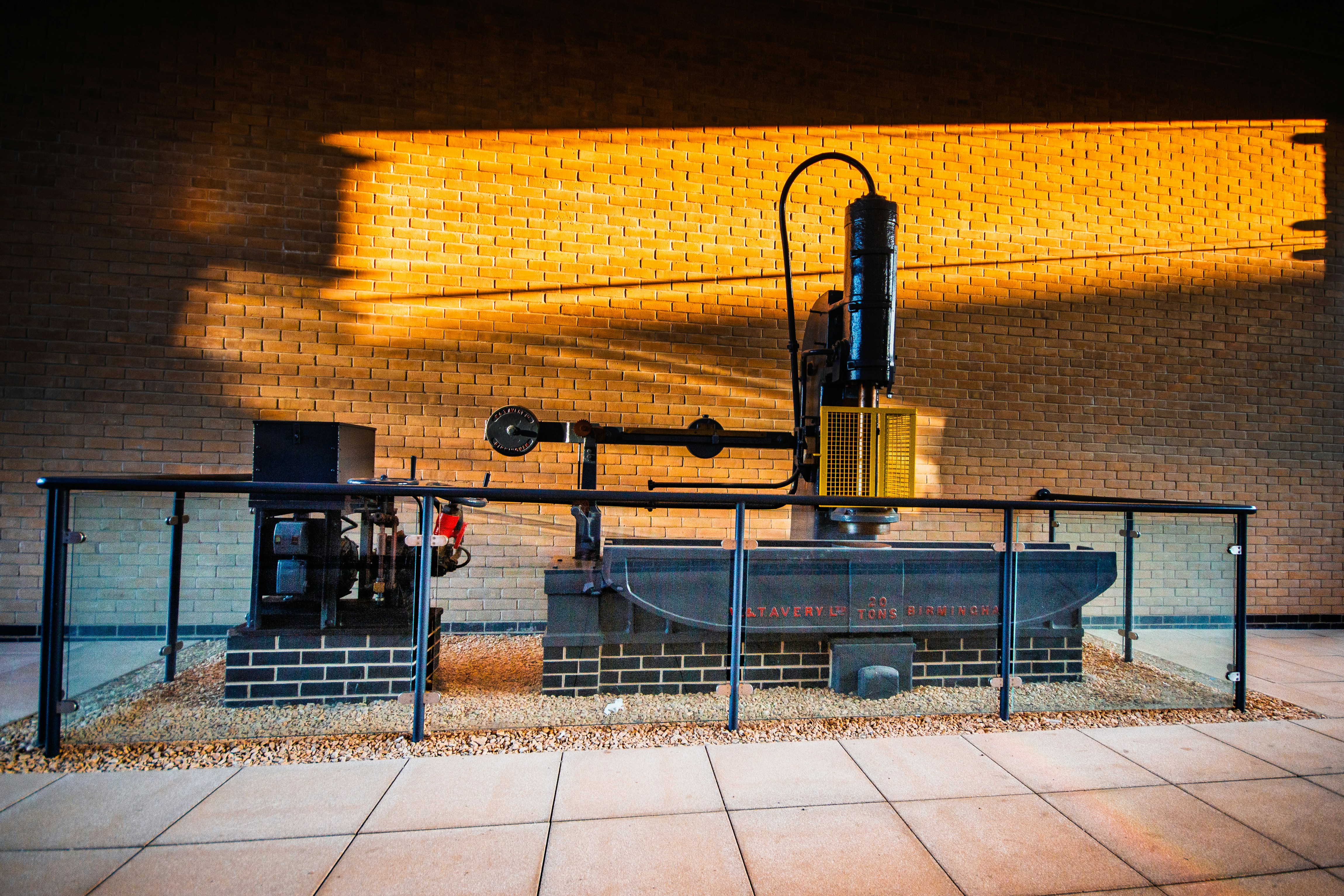 A vintage industrial machine is on display.