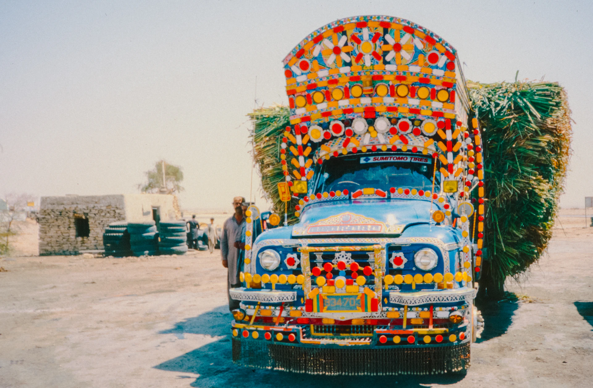 Traditionally decorated Pakistani goods truck