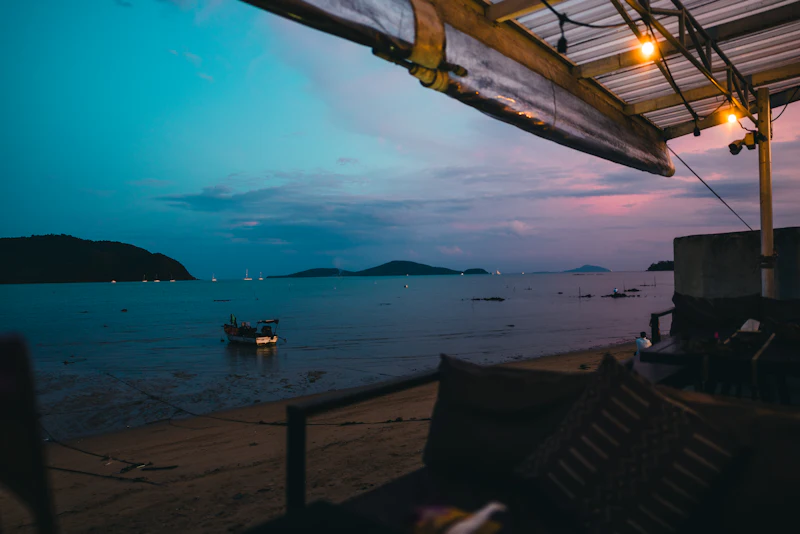 Seaside cliff cafe sunset