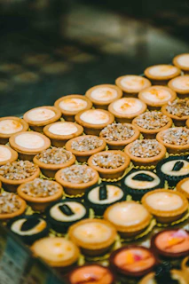 Mini tarts with various toppings and flavors