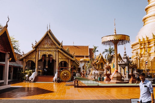 Beautiful thai temple complex on a sunny day.