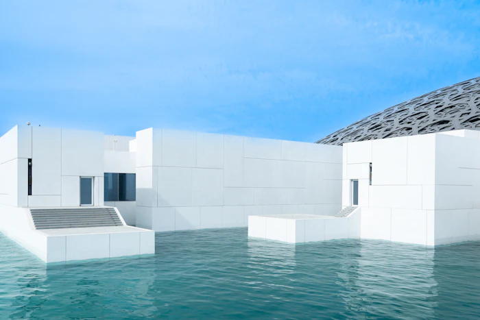 Louvre Abu Dhabi museum beside the water