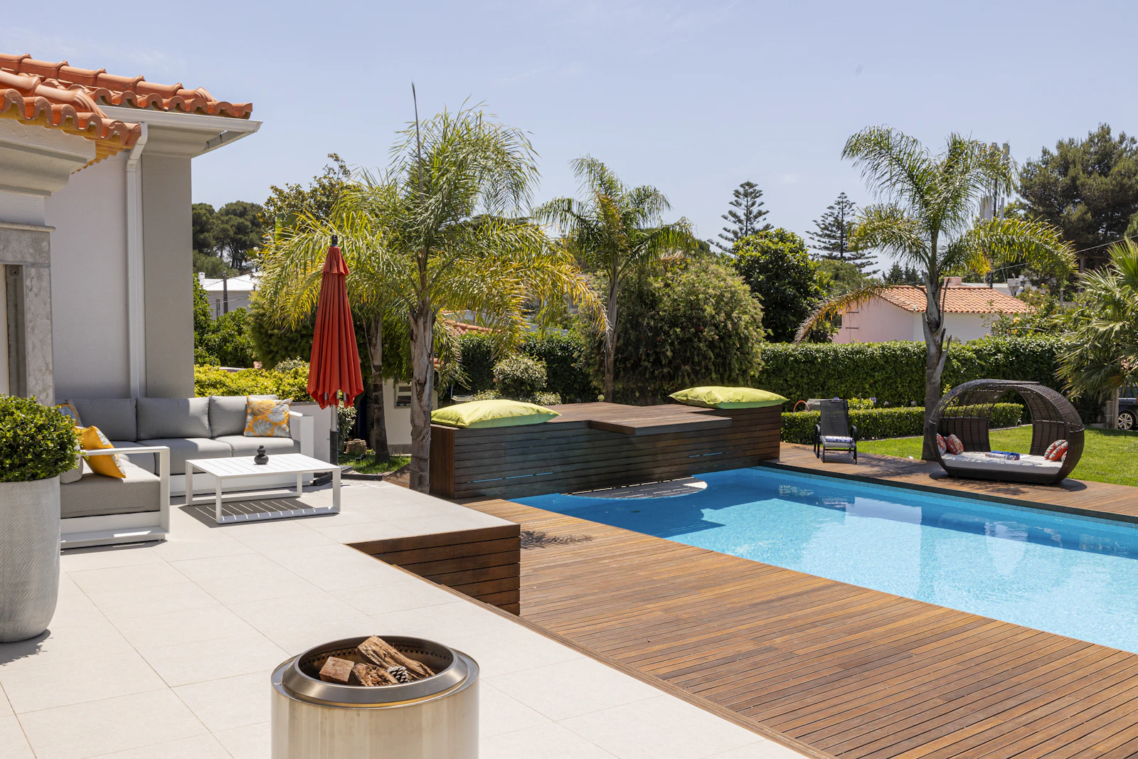 Backyard pool and outdoor living