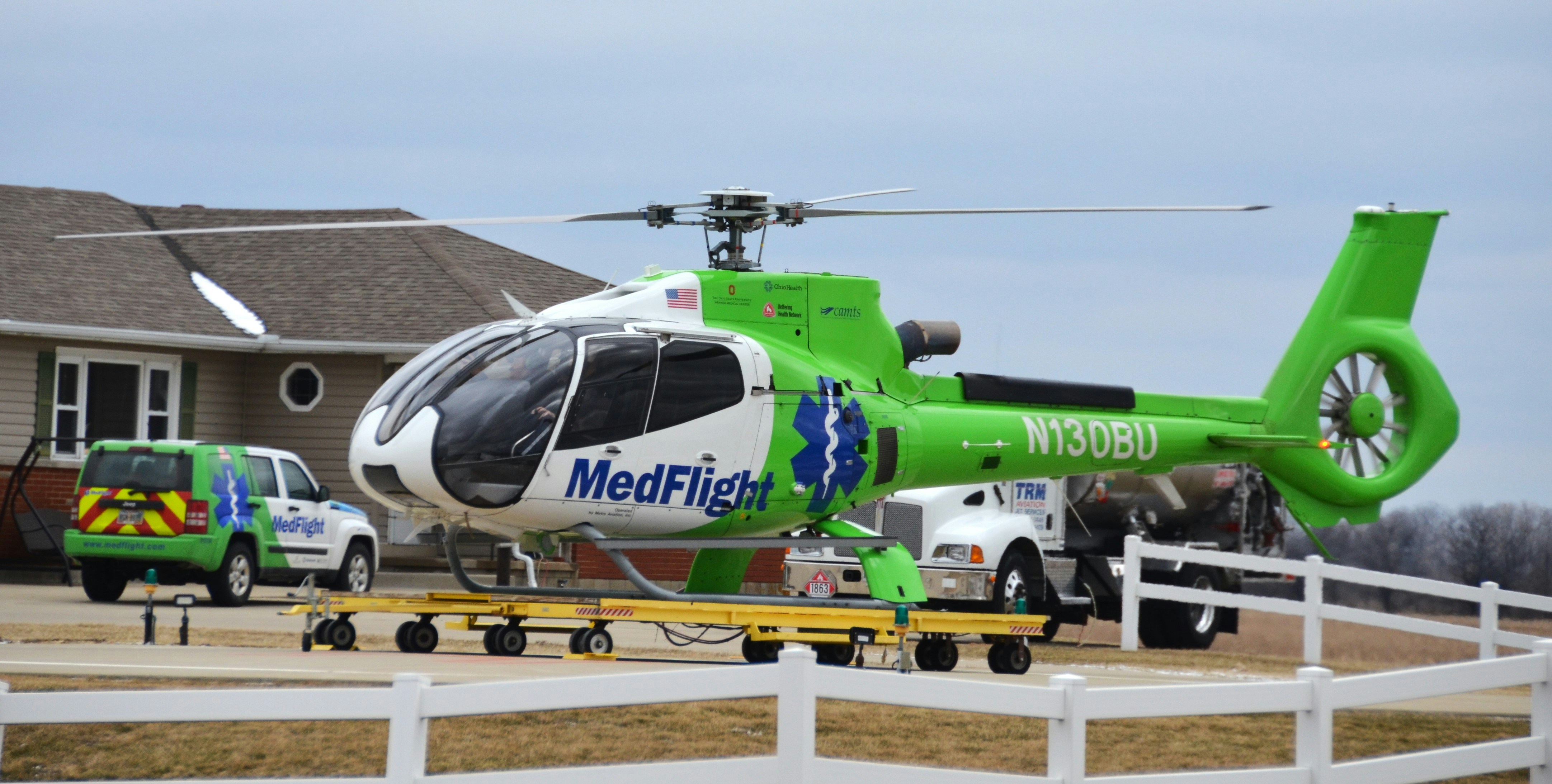 medical evacuation helicopter transporting a patient - advice on travel insurance