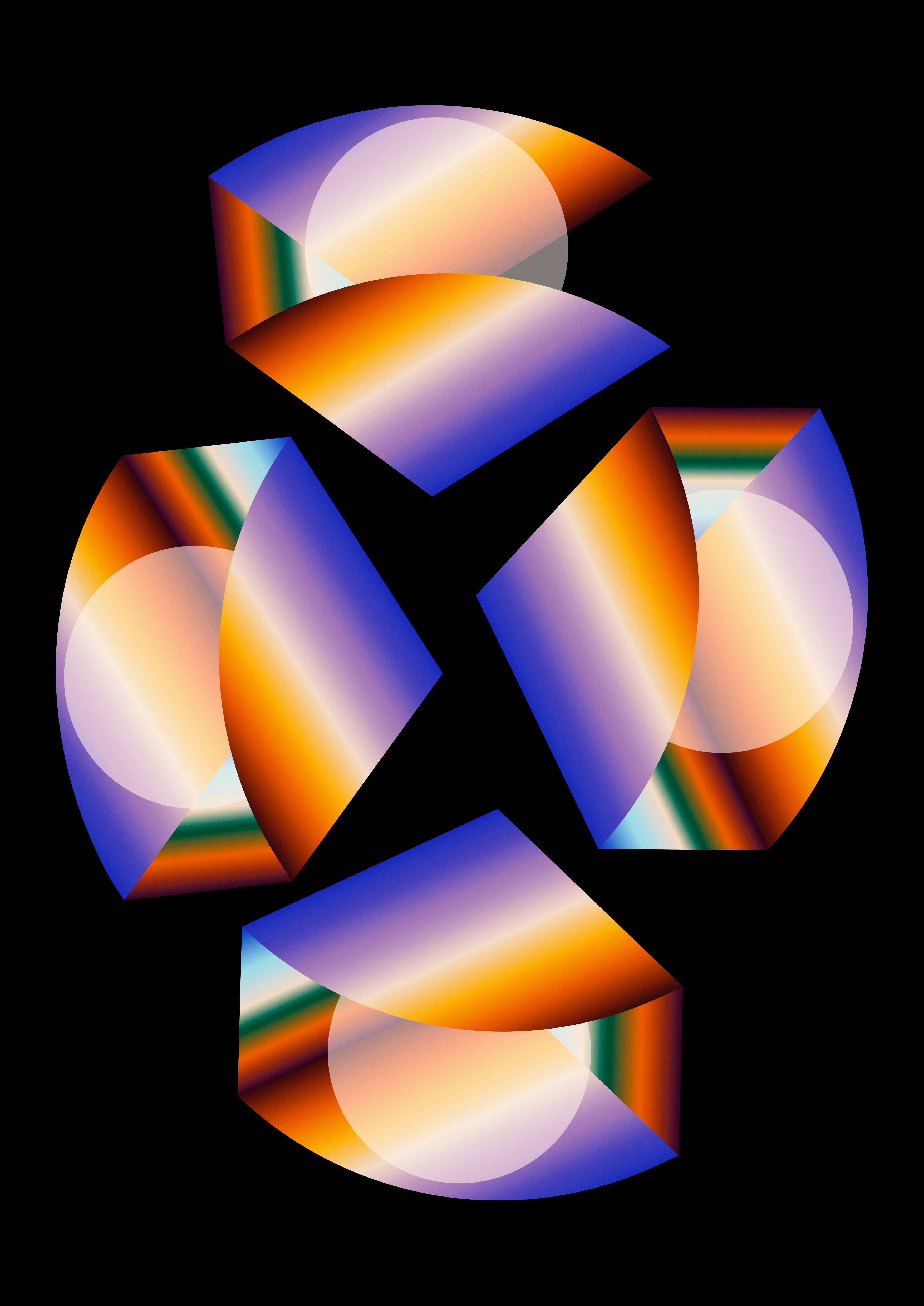 Abstract shapes in a colorful gradient design.