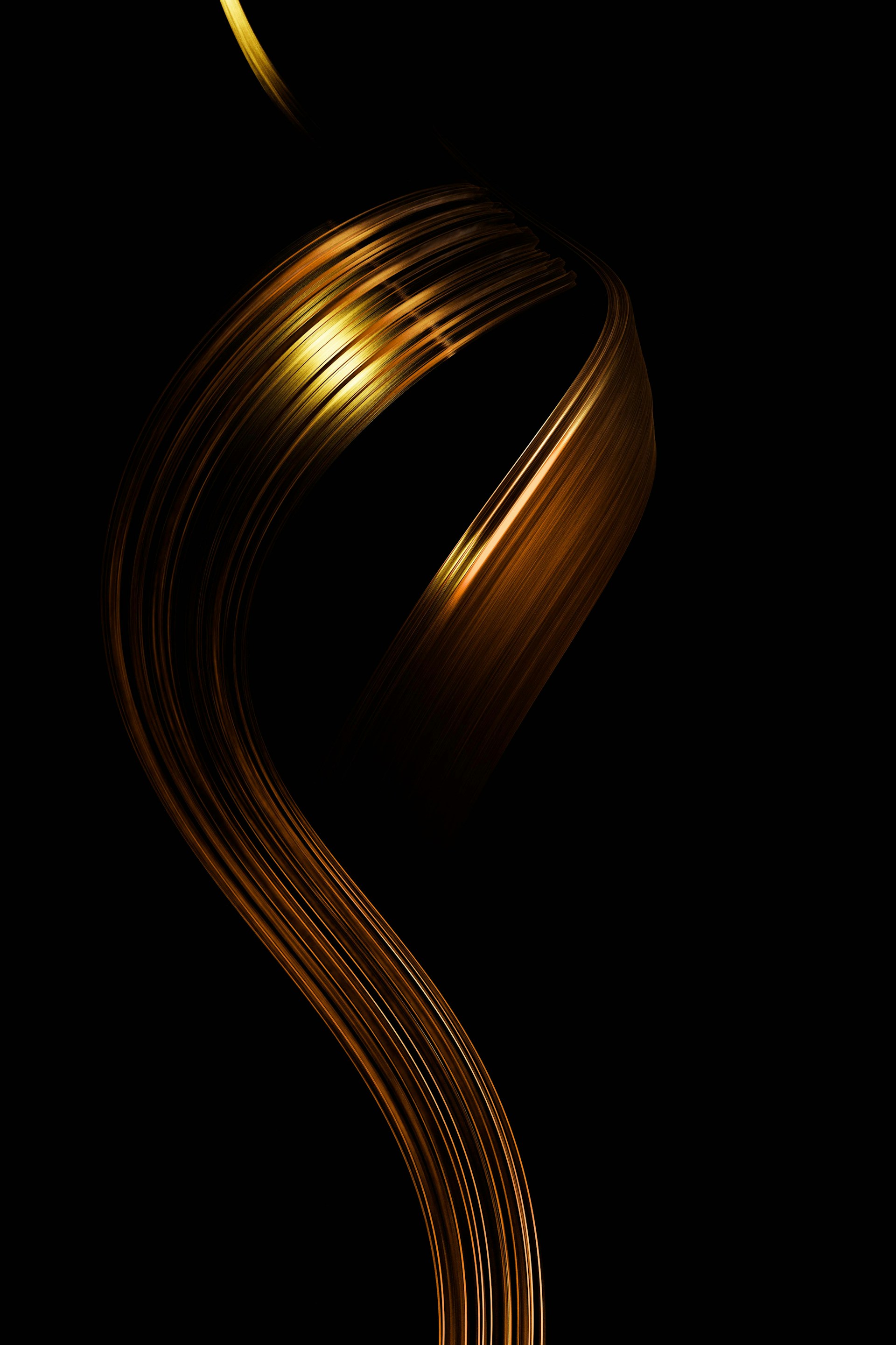 Swirling golden lines against a black background.