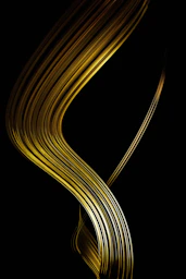 Golden ribbons flowing on a dark background.