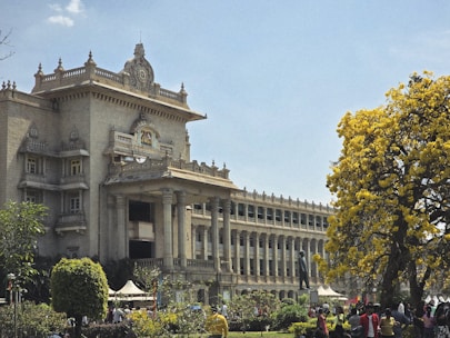 The vidhana soudha government building stands tall.