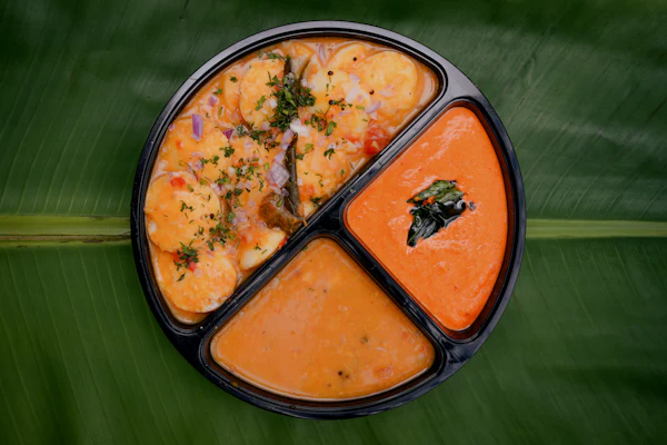 South Indian breakfast in a divided tray