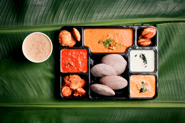 South Indian breakfast spread ready to be served