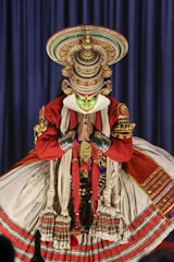 Kathakali dancer performs a traditional indian dance.