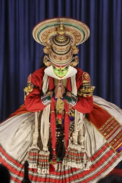 Kathakali dancer performs a traditional indian dance.