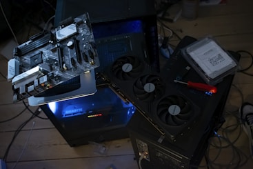 Building a computer with various components.