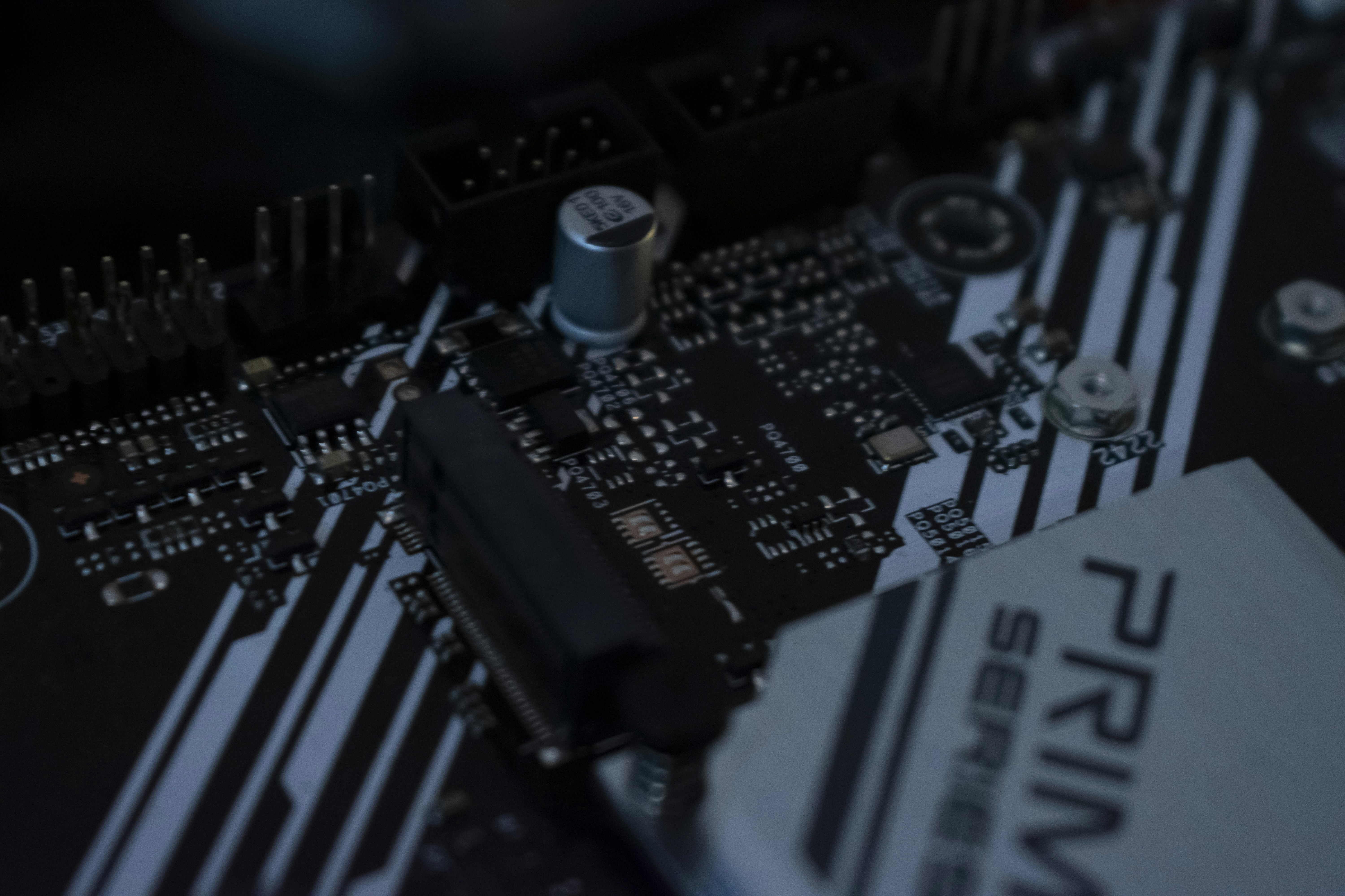 A close-up of a computer circuit board.