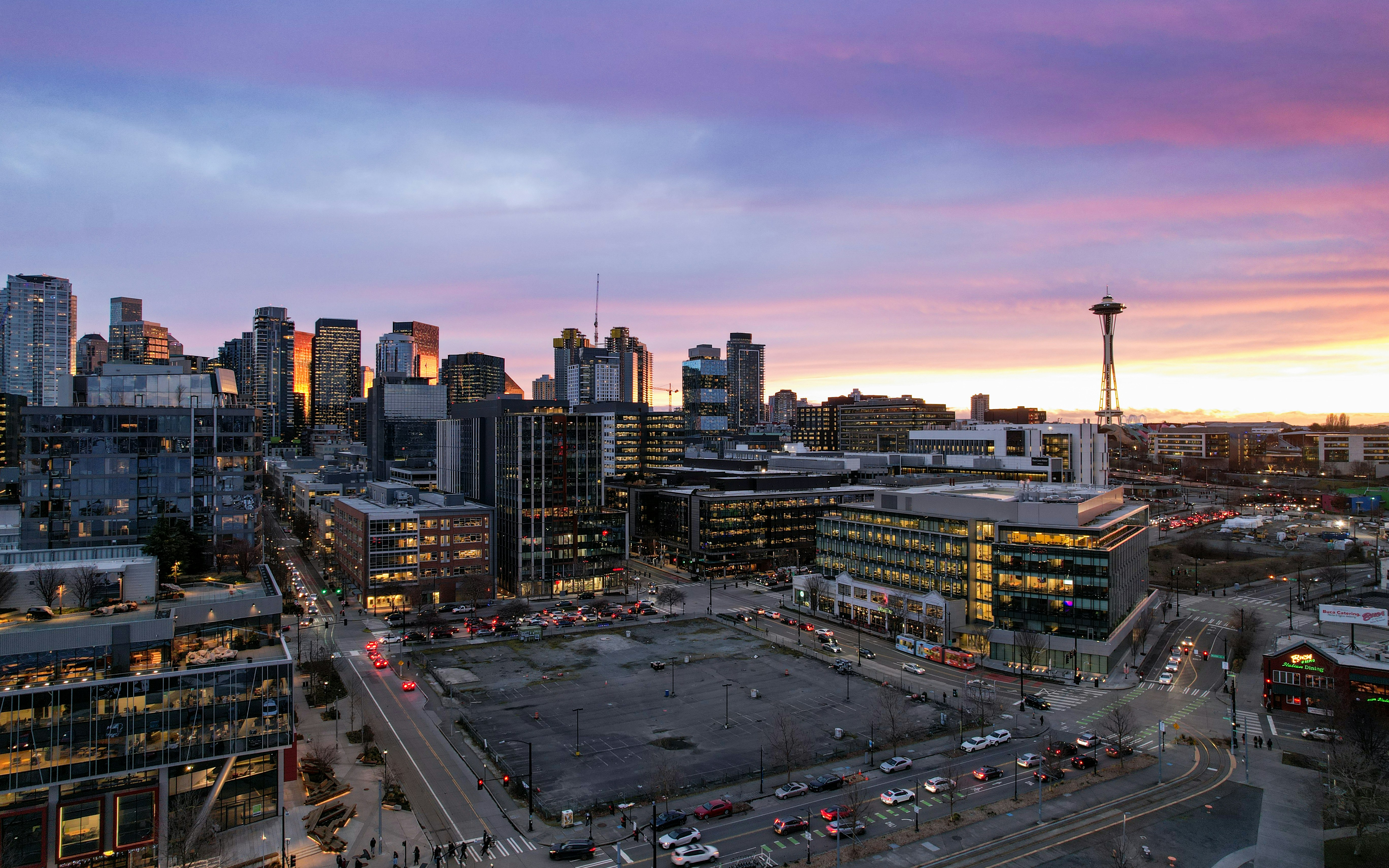 Seattle skyline at sunset with space needle. photo – Free Wallpaper ...