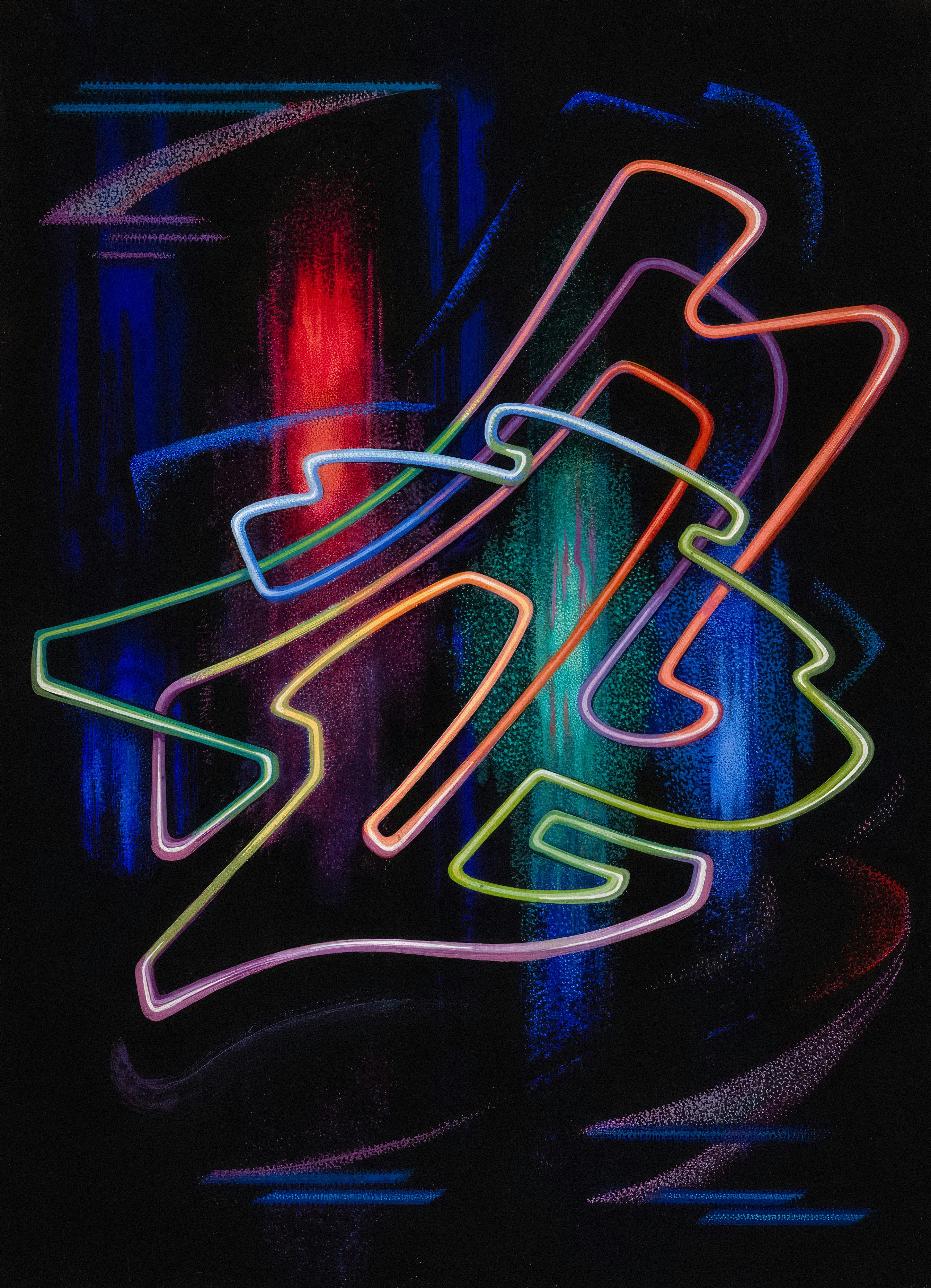 Abstract neon lines on dark background