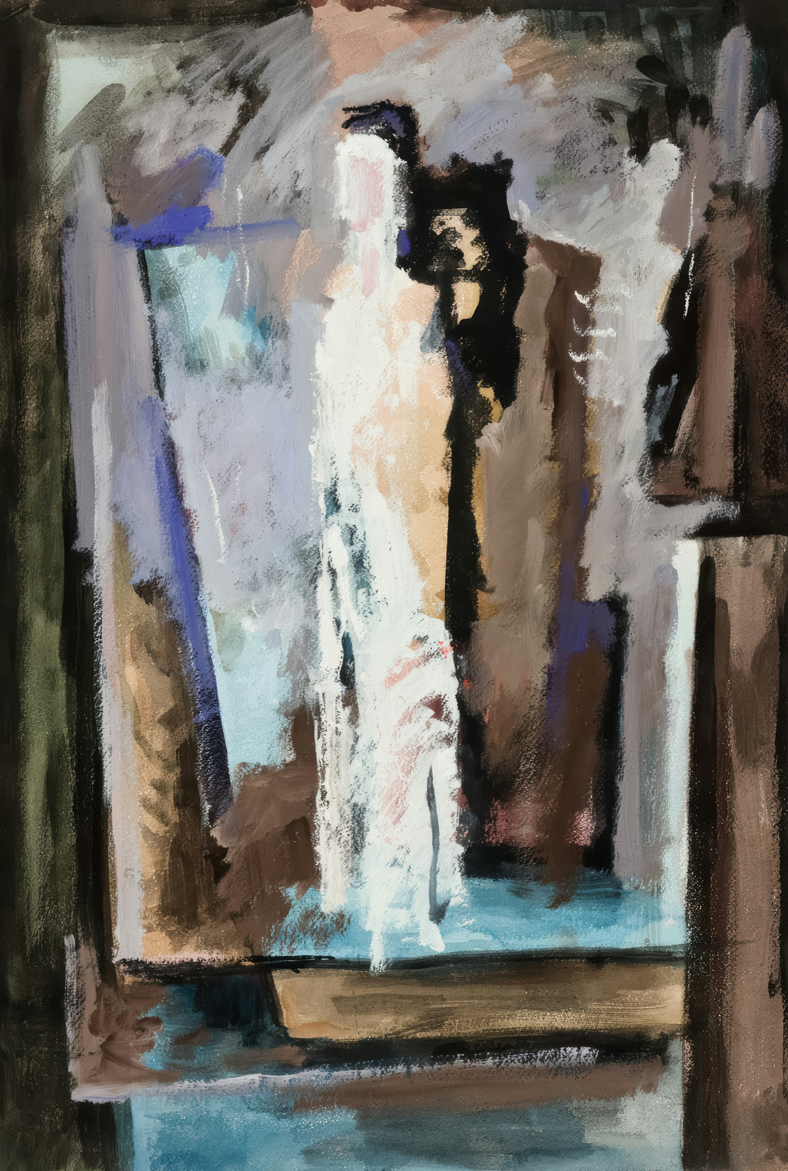 エレガントなドレスを着た二人の女性が、活気ある環境に佇んでいるの