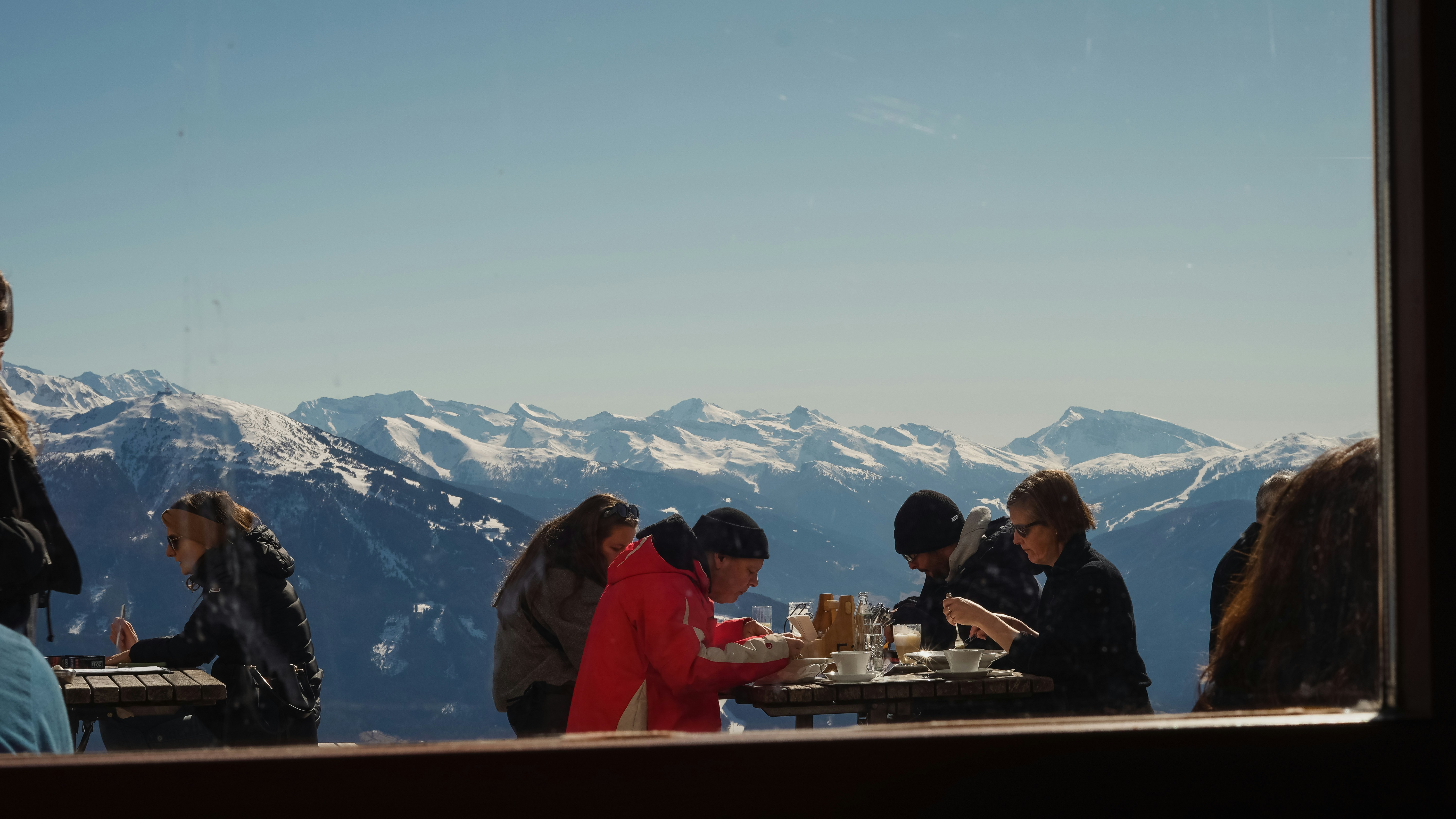 Swiss alpine fondue gathering