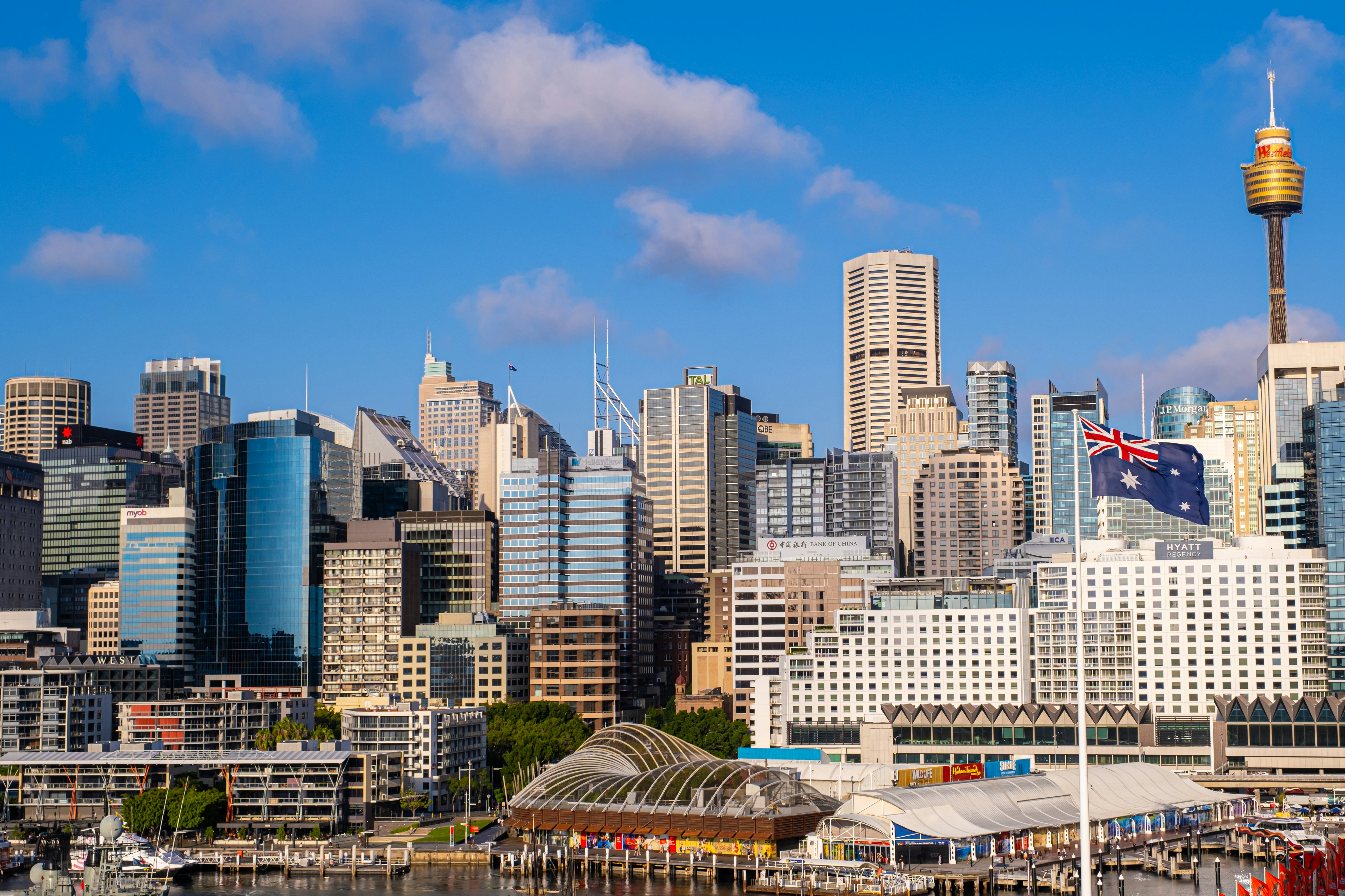 Sydney, australia's vibrant cityscape against a bright sky.