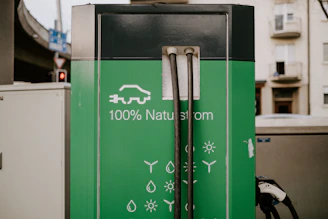An electric vehicle charging station is shown.