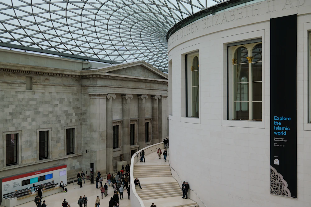 The bright modern Great Court inside the British Museum