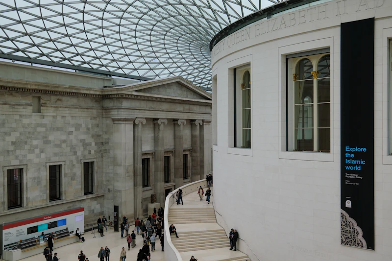 The bright modern Great Court inside the British Museum
