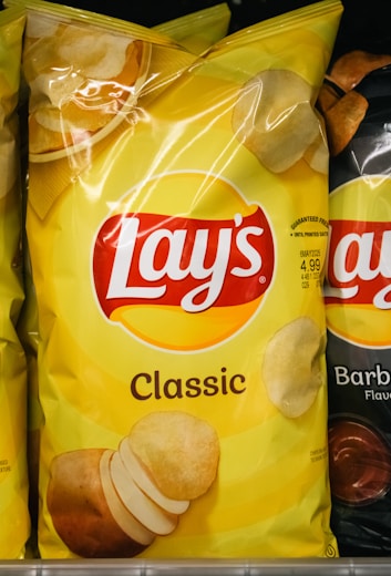 A bag of lay's classic potato chips.