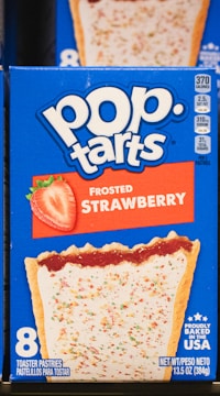 A box of frosted strawberry pop-tarts.