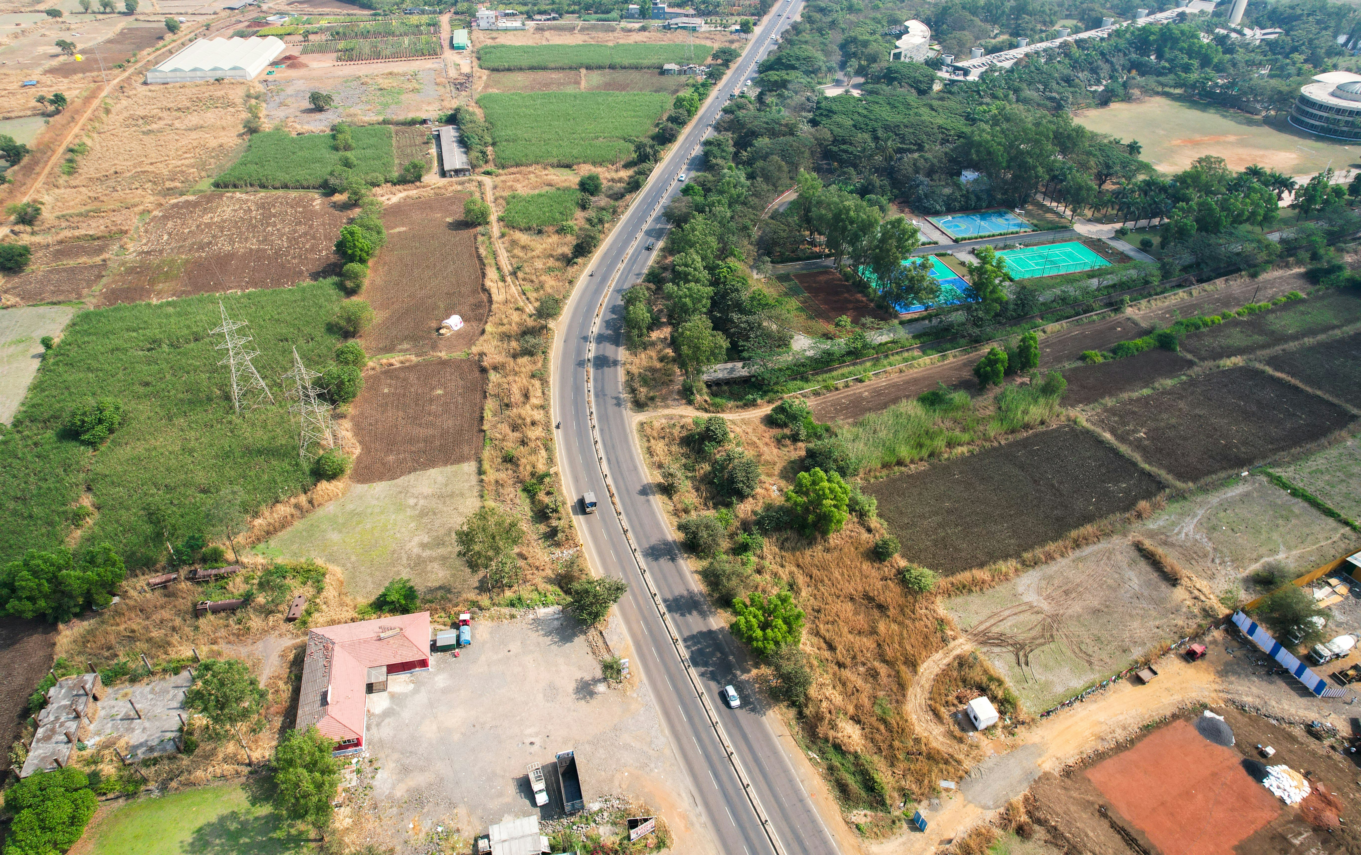 Aerial view of Mumbai Solapur Highway near Takve