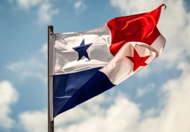 The flag of panama waves in the wind.