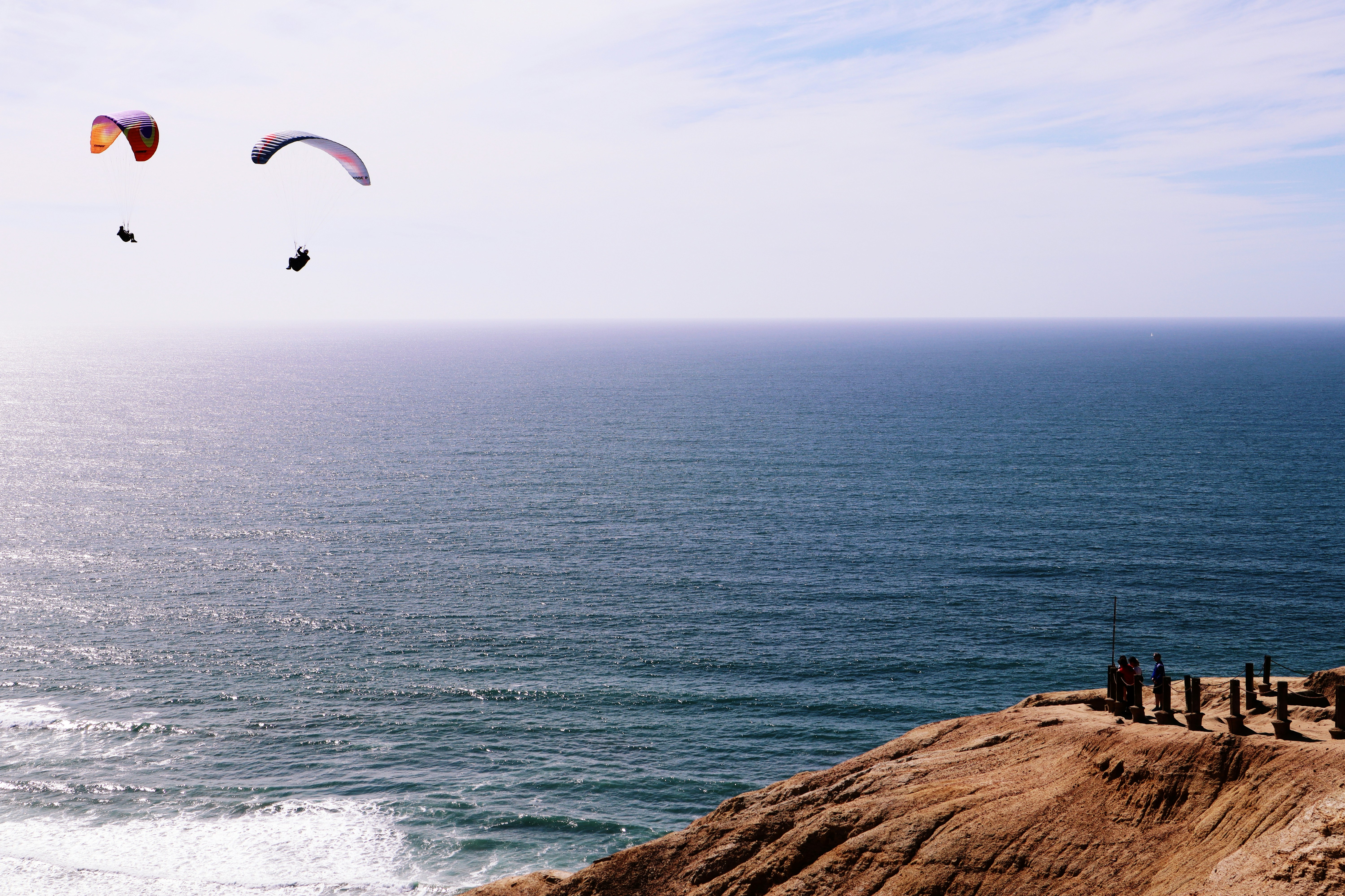 Paragliders soar above the ocean on a sunny day - Free Photo on Unsplash