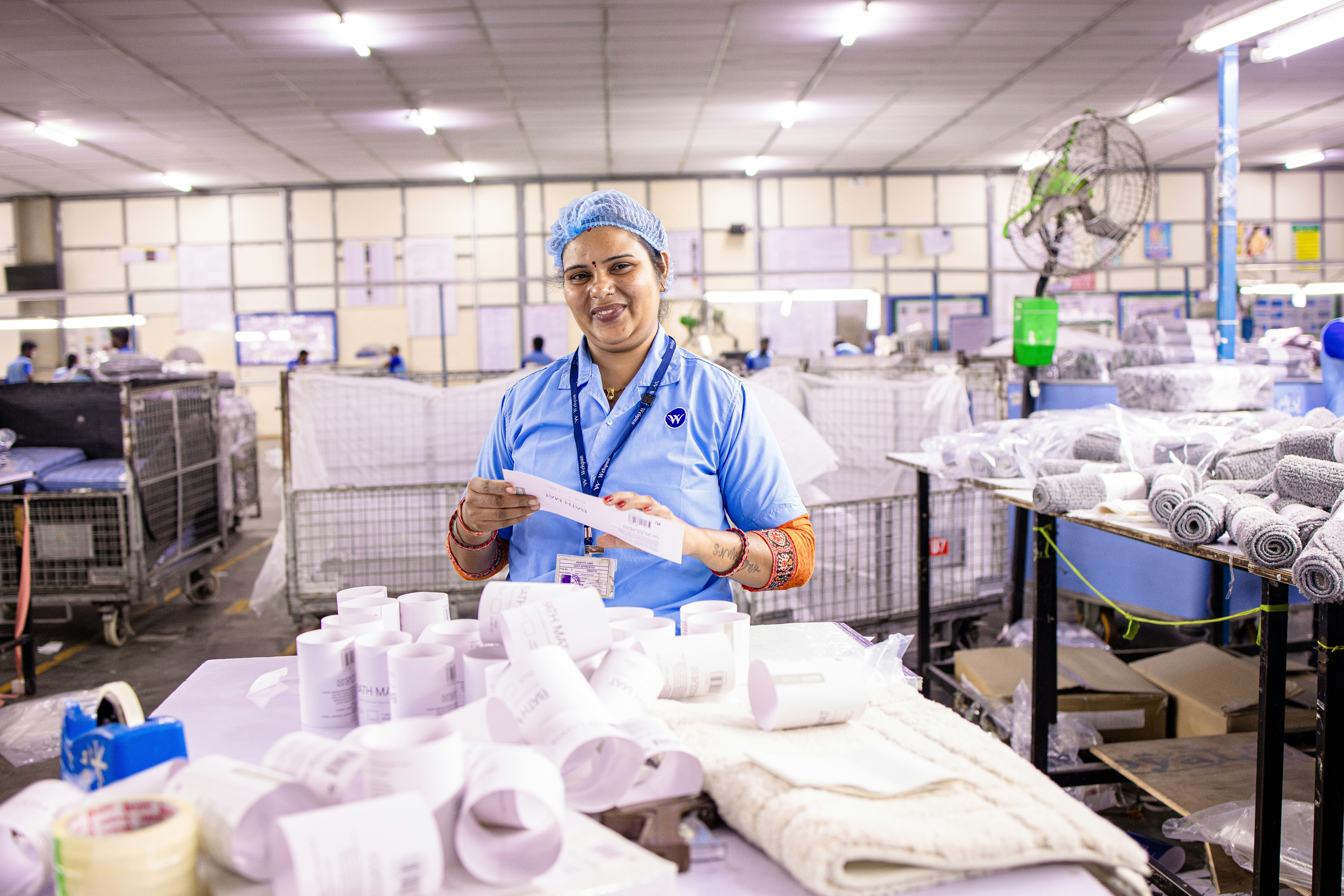 Manufacturing worker in a clean industrial Michigan factory