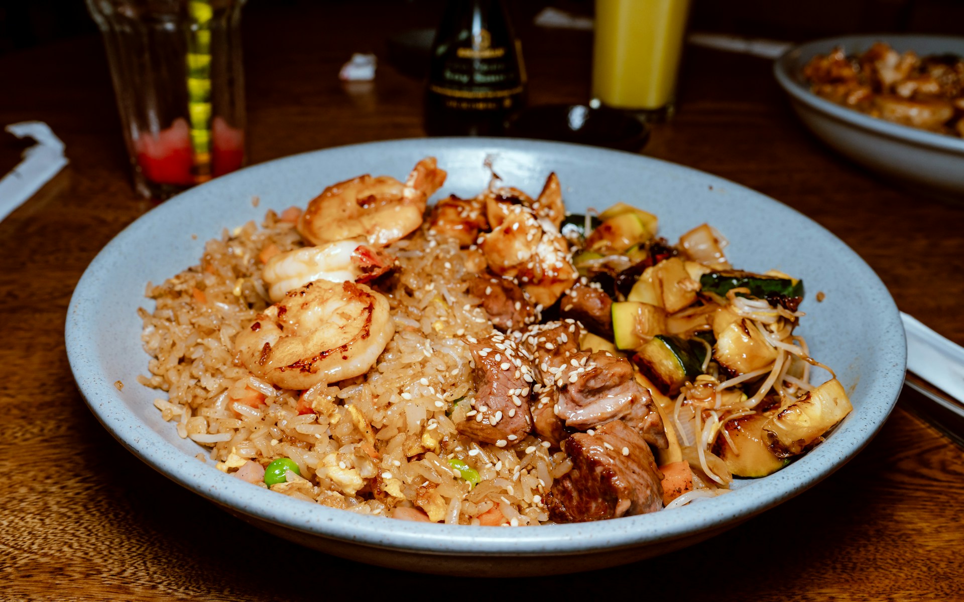 Hibachi fried rice and shrimp.