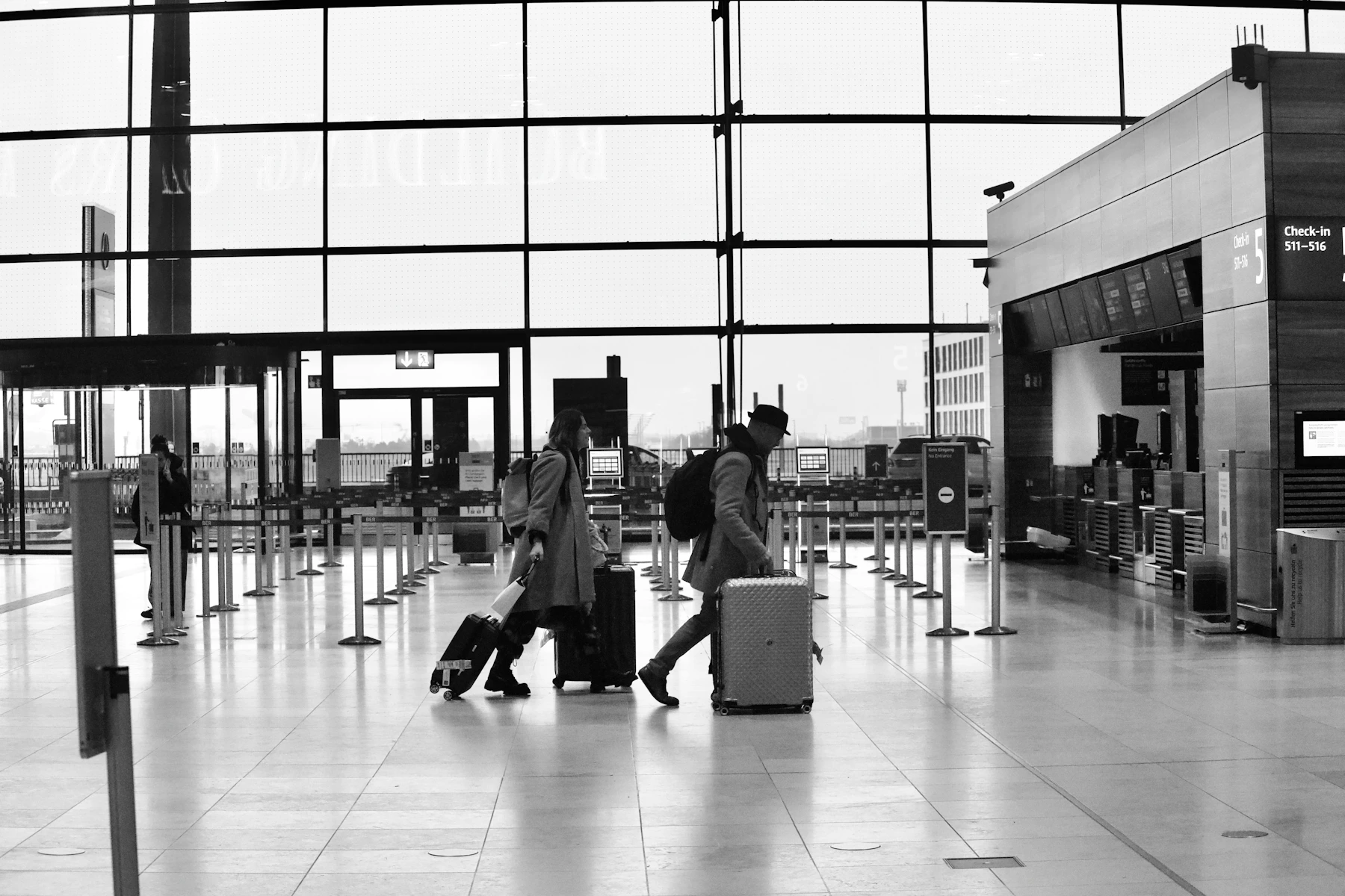 Travellers making their way through departures