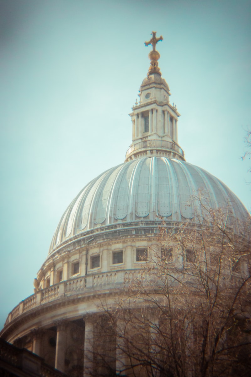 St Paul's Cathedral dome and facade in the City of London