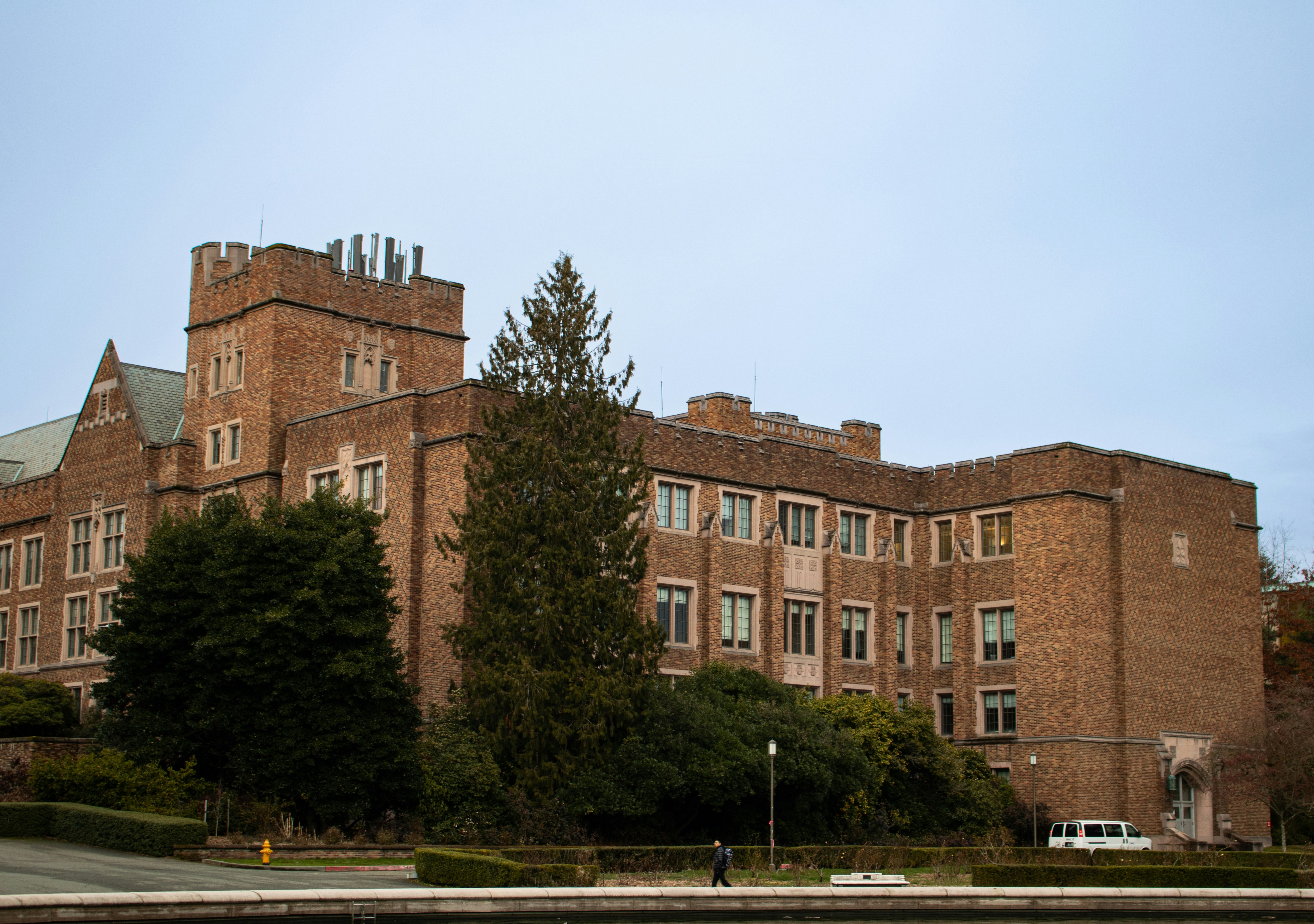 University building with students