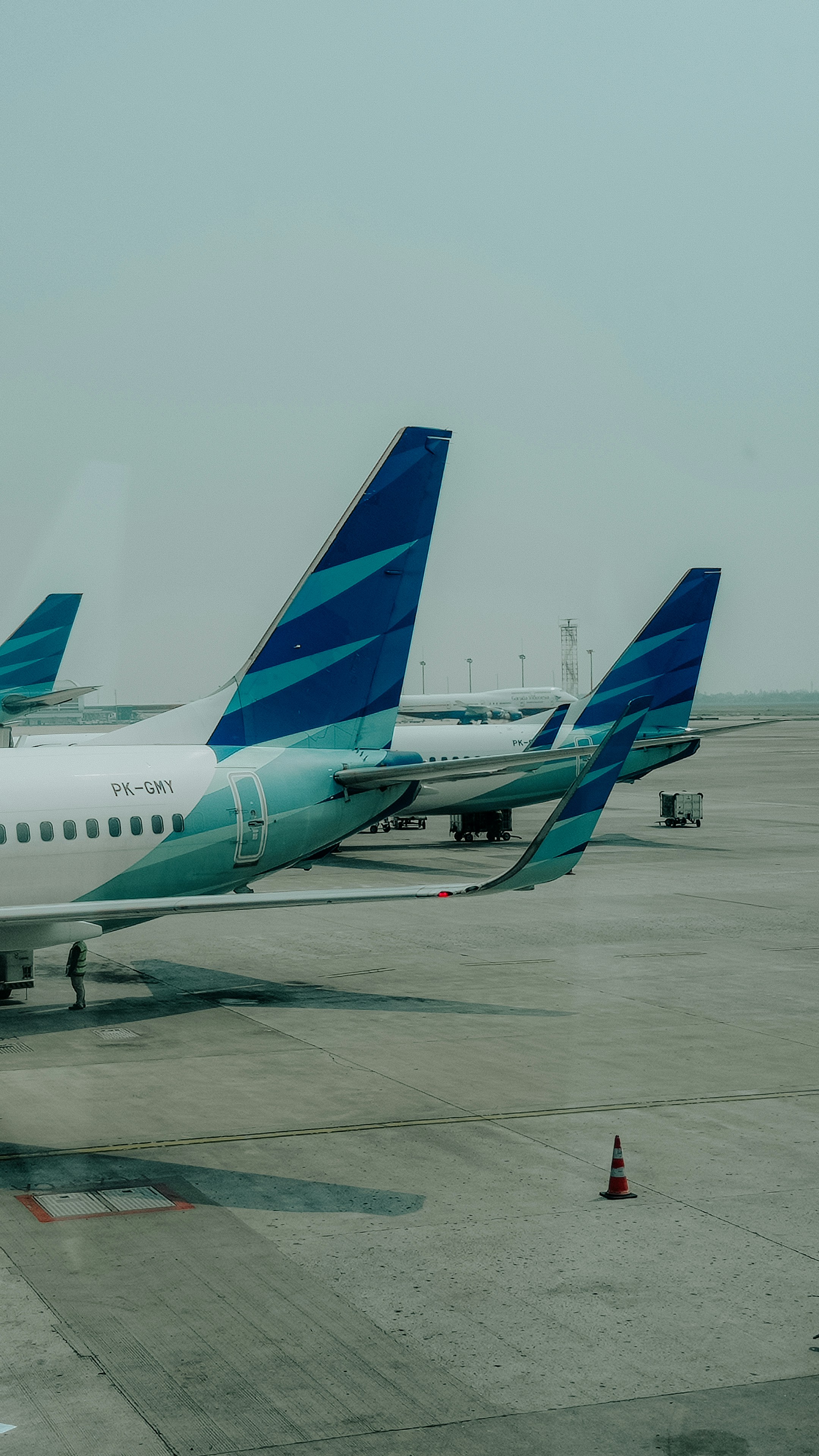 Airplanes parked at the airport terminal