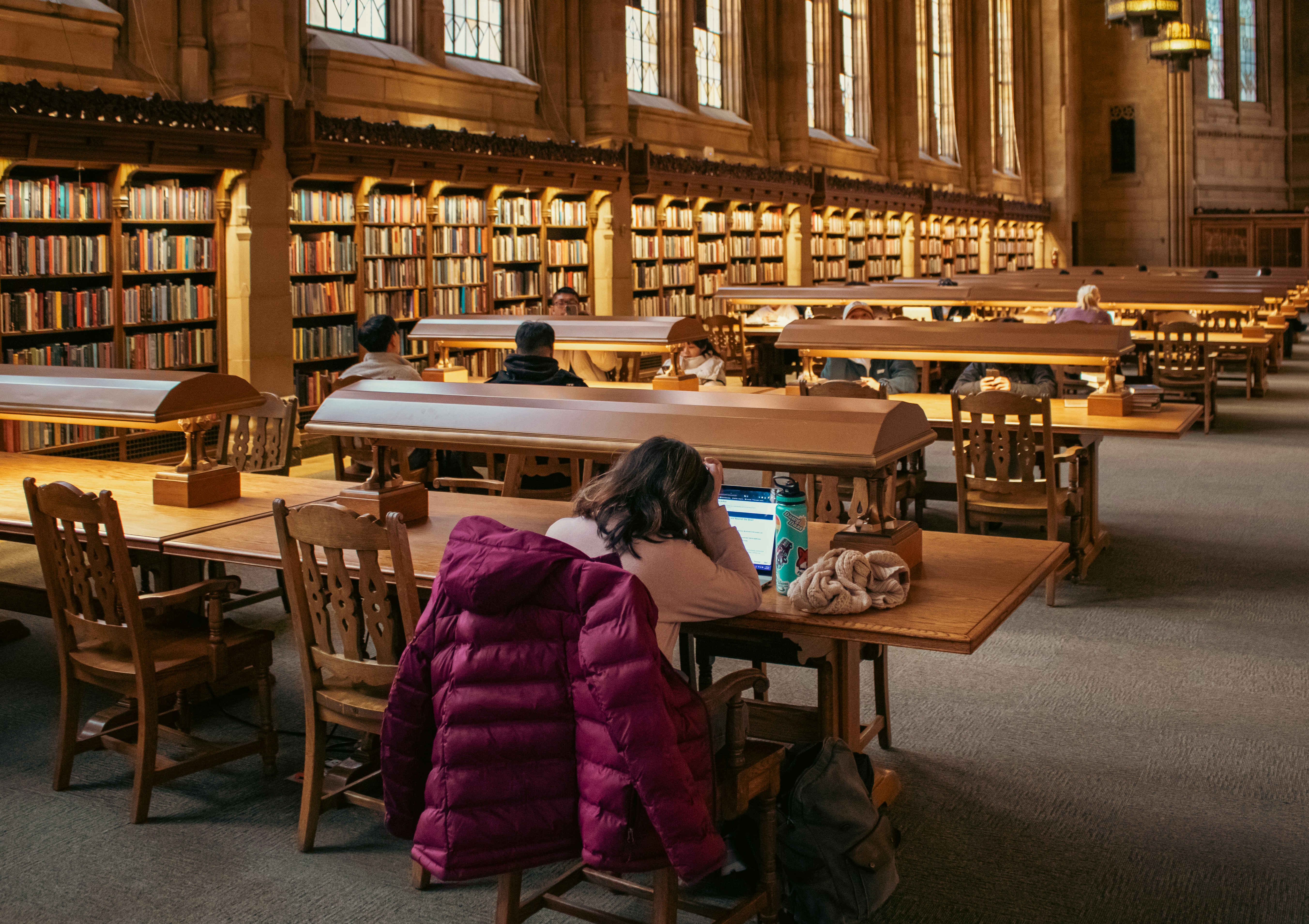 Stressed student studying