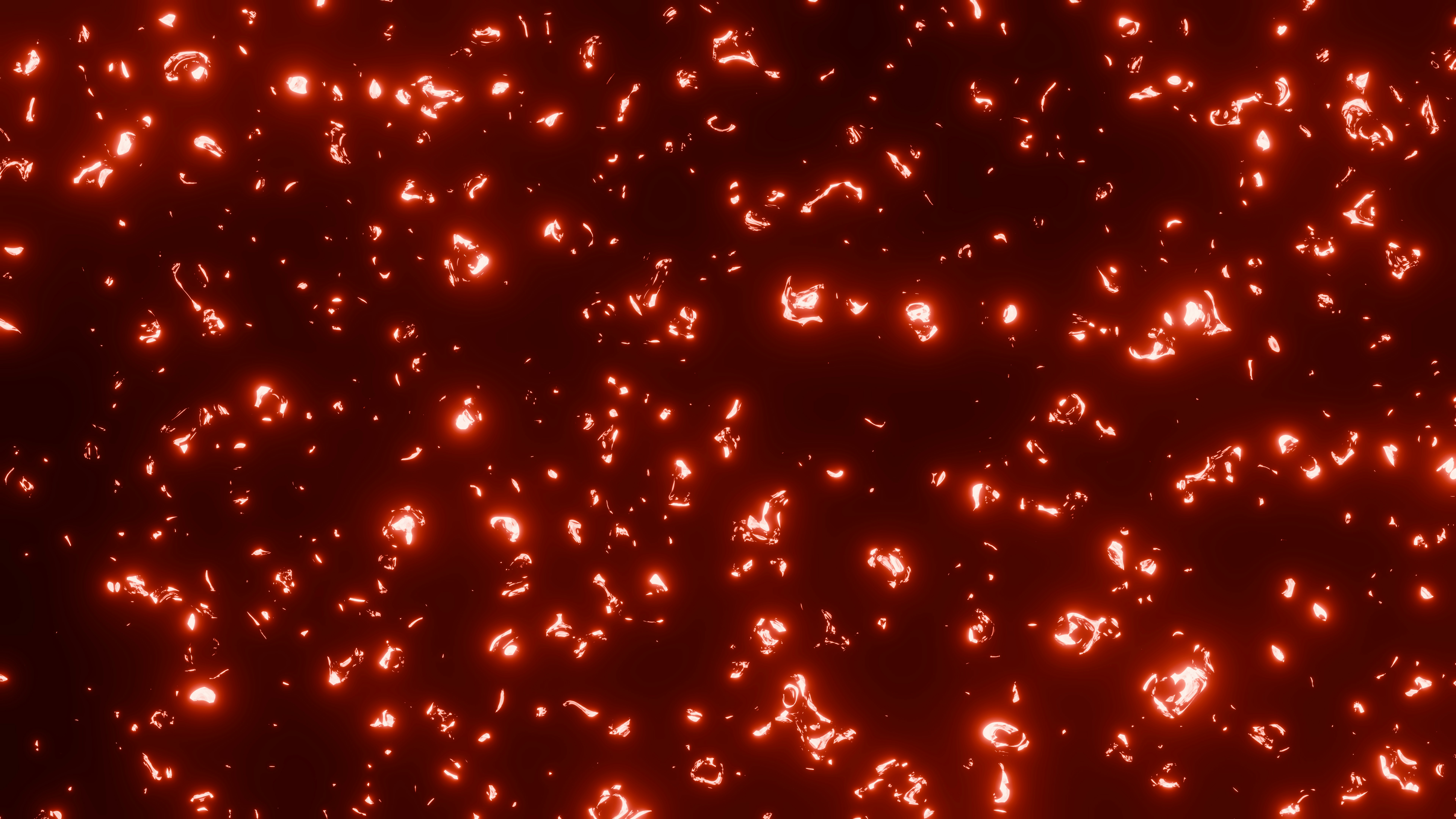 Red glowing particles against a dark background.
