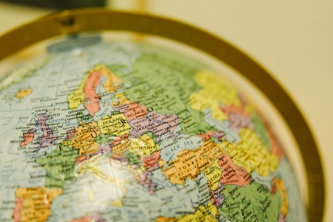 A close-up view of a globe.